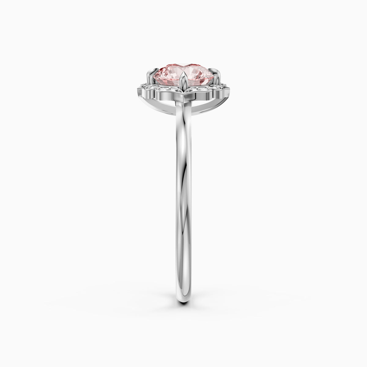 Camille Vintage Inspired Round Cut Halo Pink Lab Grown Diamond Ring