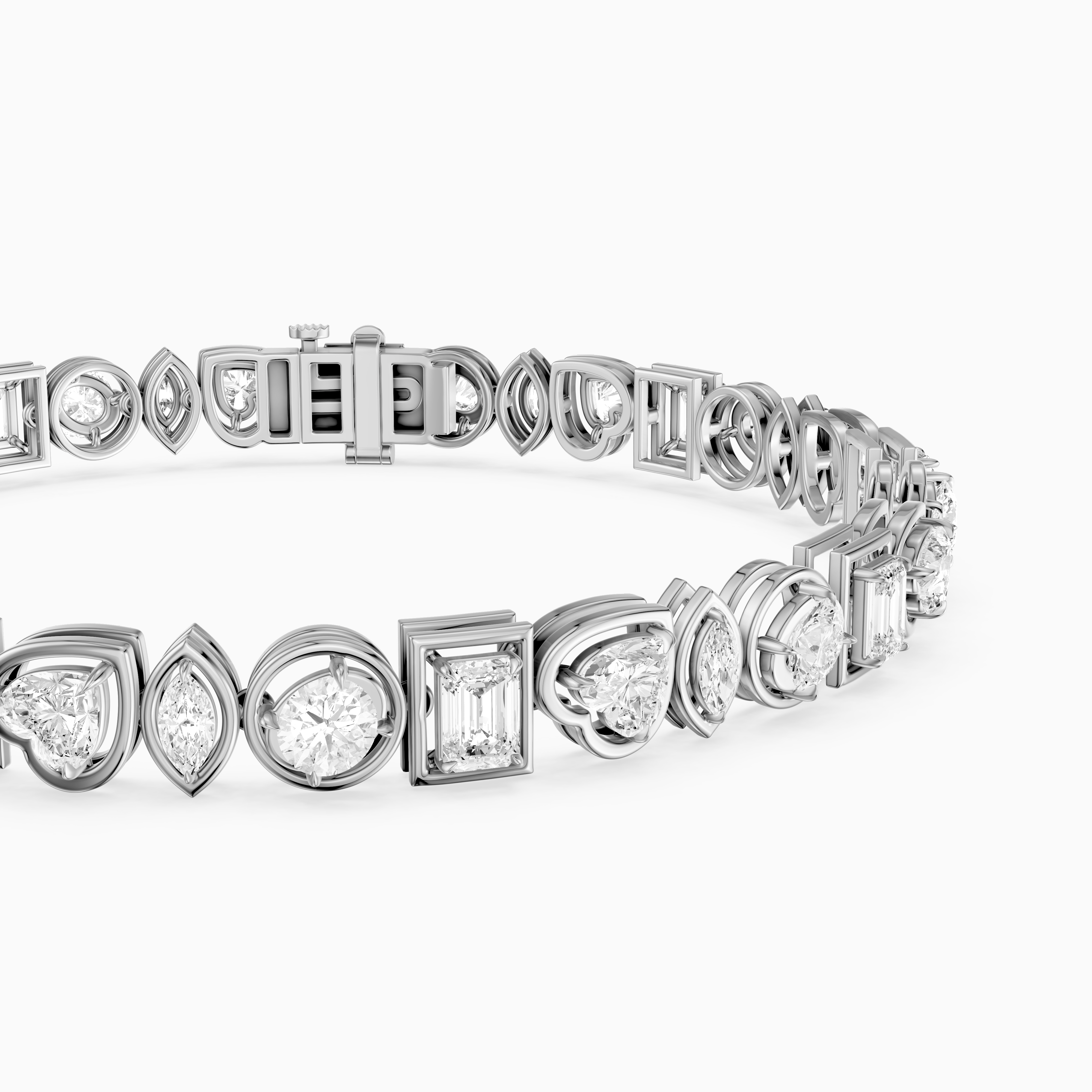 Deasia Oval, Emerald Cut, Heart and Marquise Lab Grown Diamond Tennis Bracelet