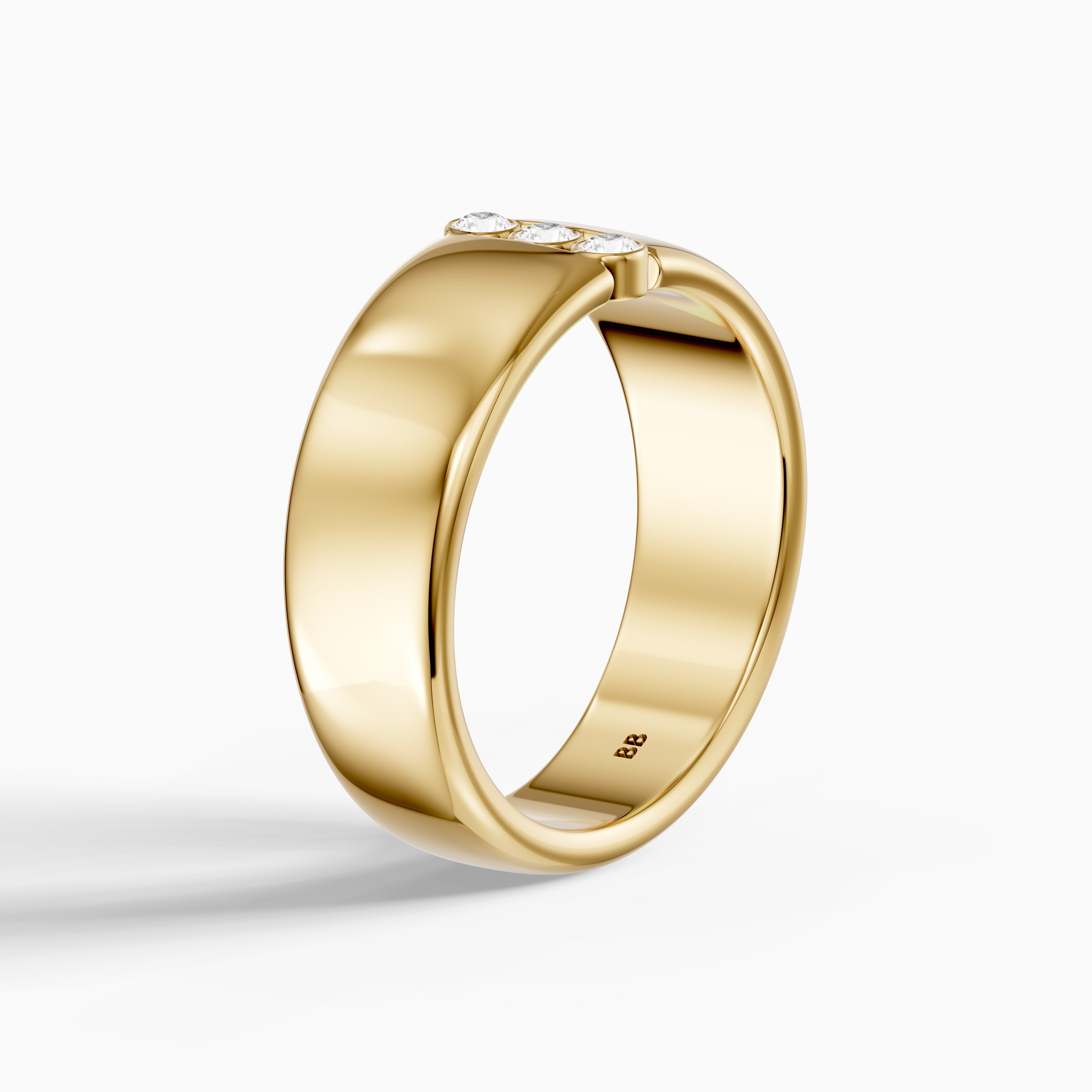 Chiara Round Cut Lab Diamond Bezel Set Three Stone Cigar Band