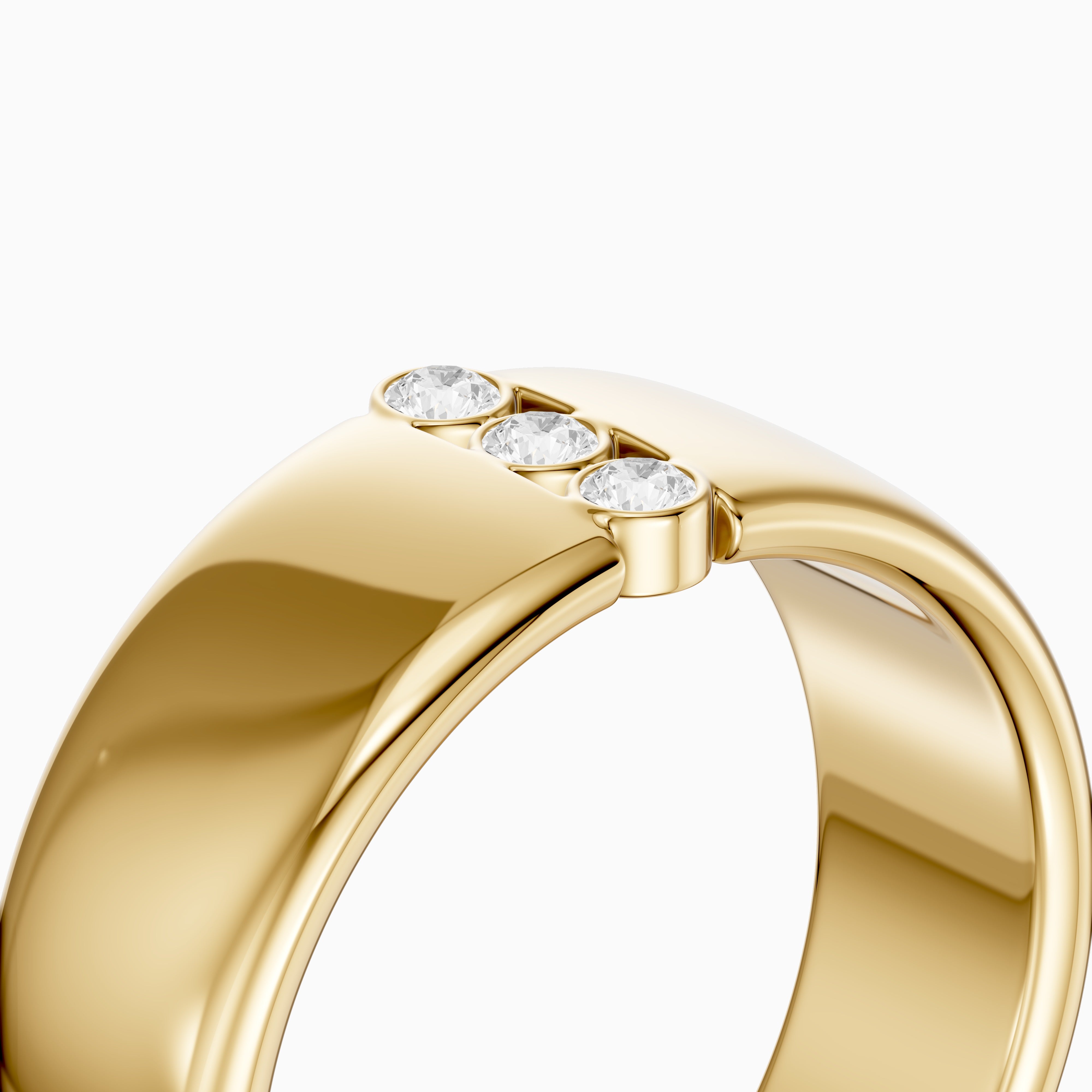 Chiara Round Cut Lab Diamond Bezel Set Three Stone Cigar Band