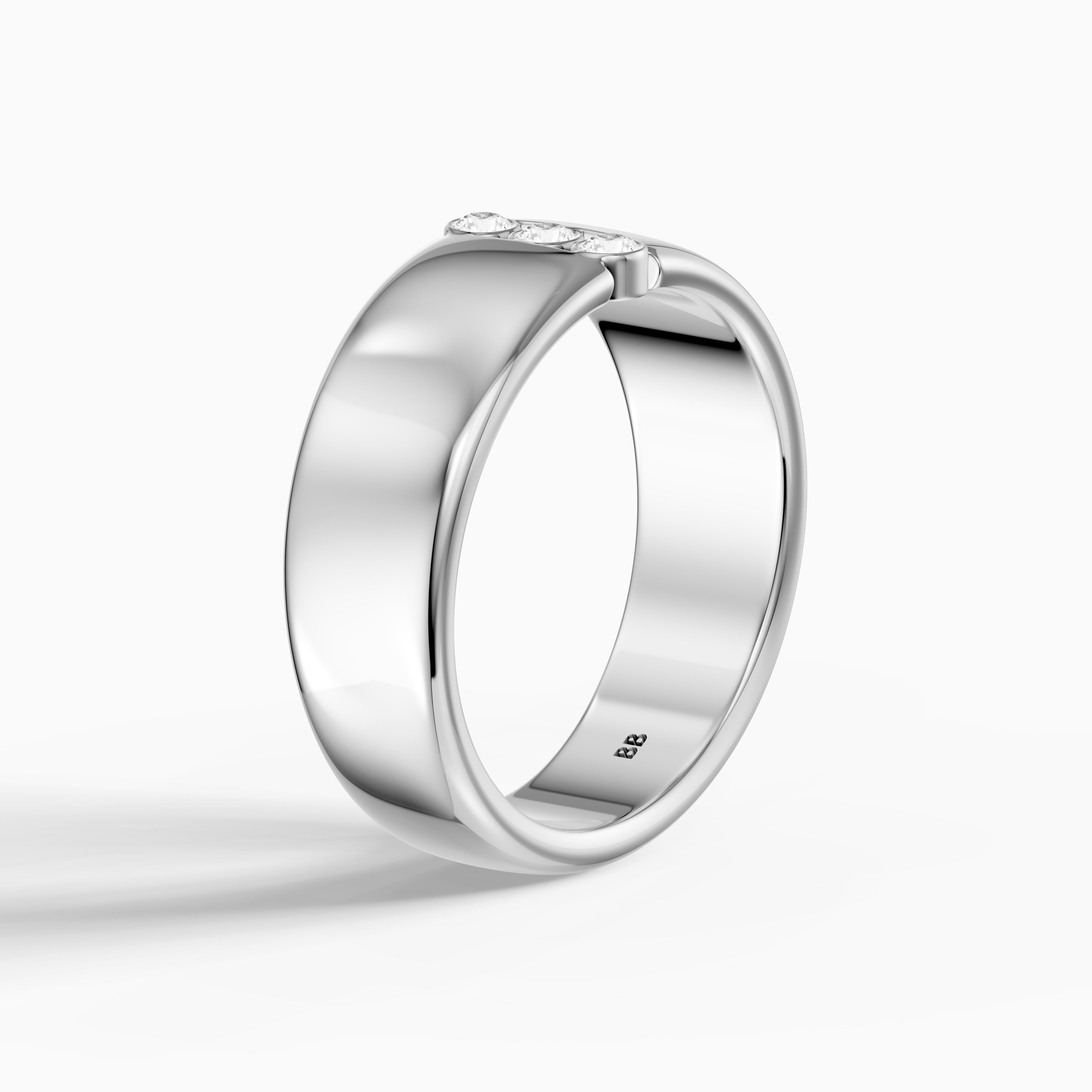 Chiara Round Cut Lab Diamond Bezel Set Three Stone Cigar Band