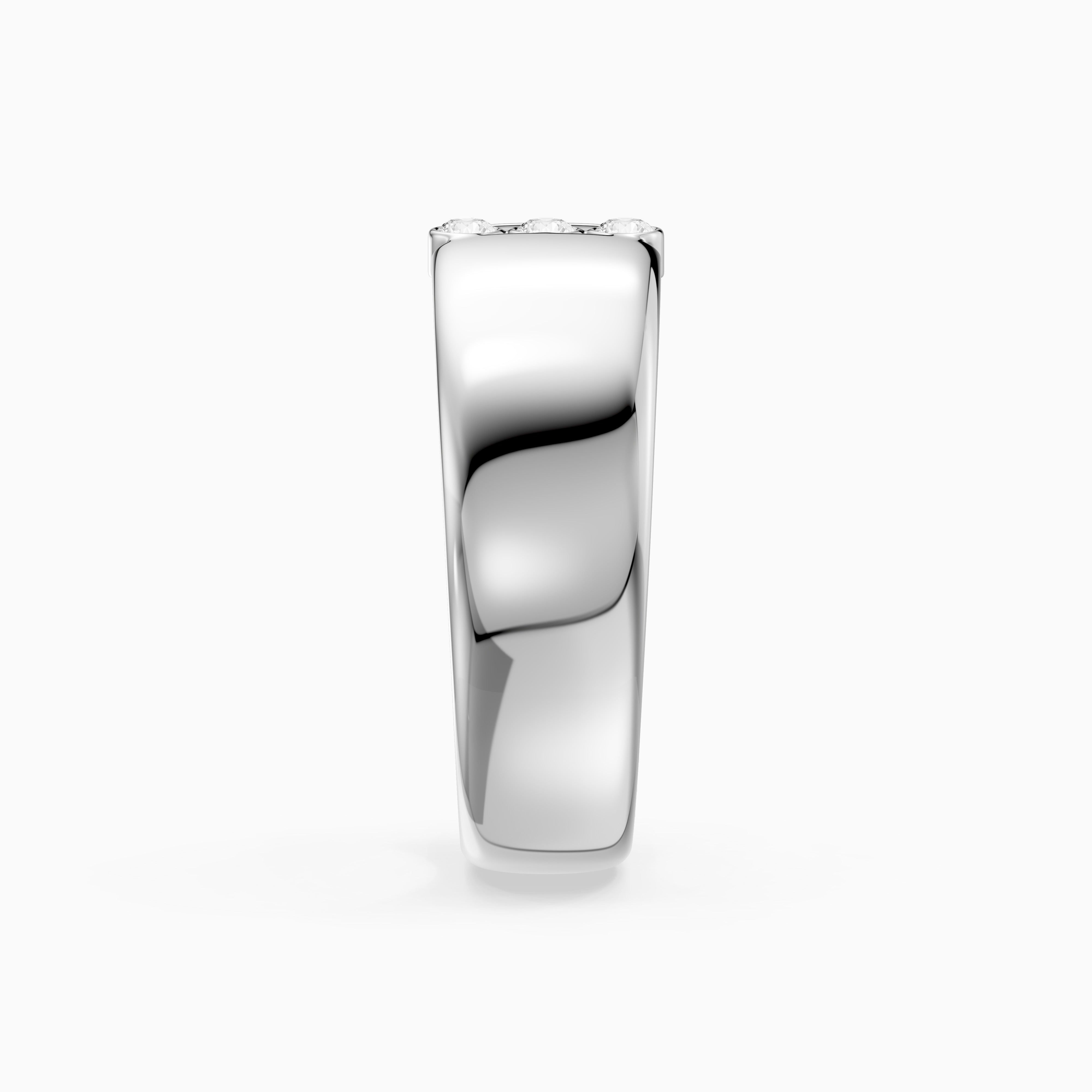Chiara Round Cut Lab Diamond Bezel Set Three Stone Cigar Band
