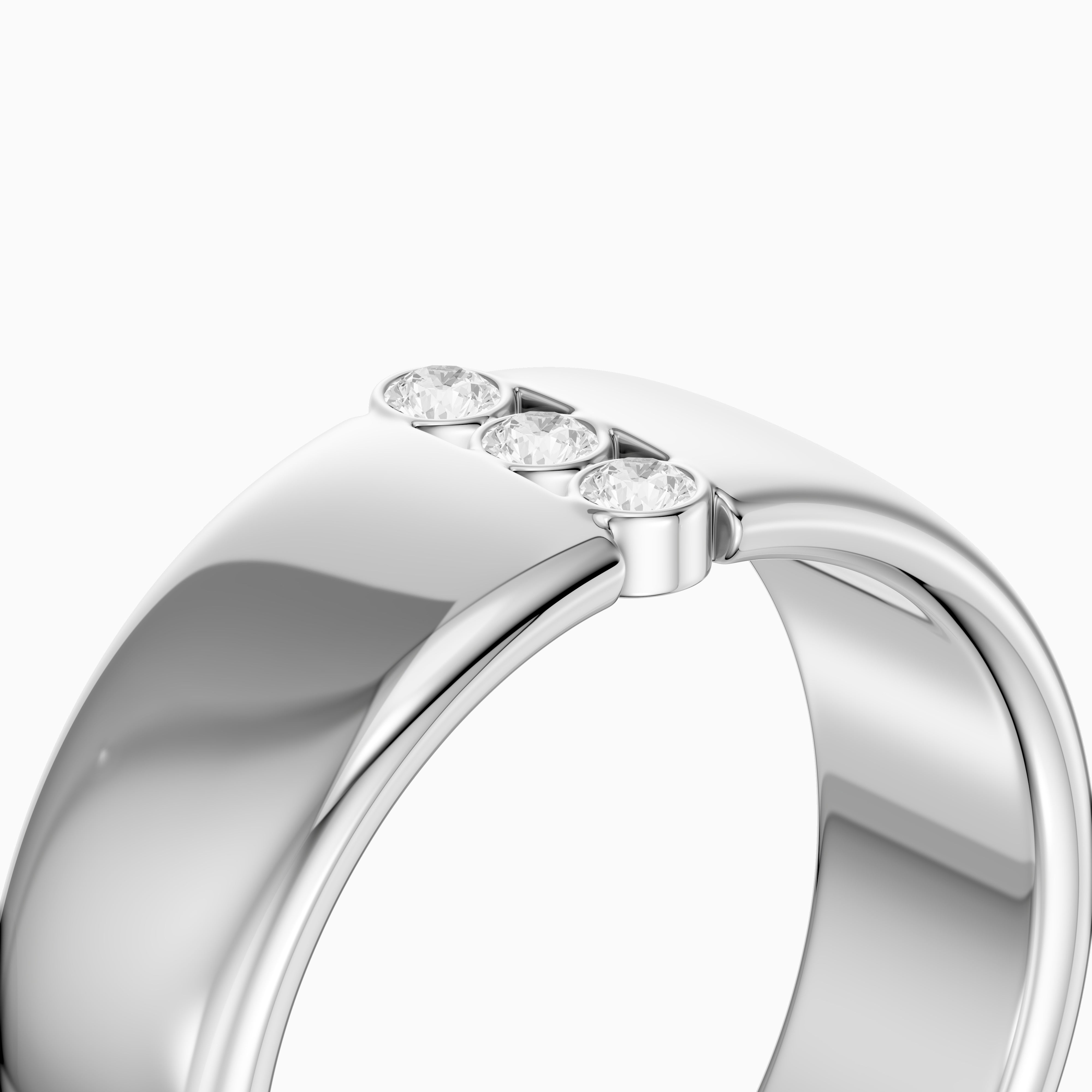 Chiara Round Cut Lab Diamond Bezel Set Three Stone Cigar Band