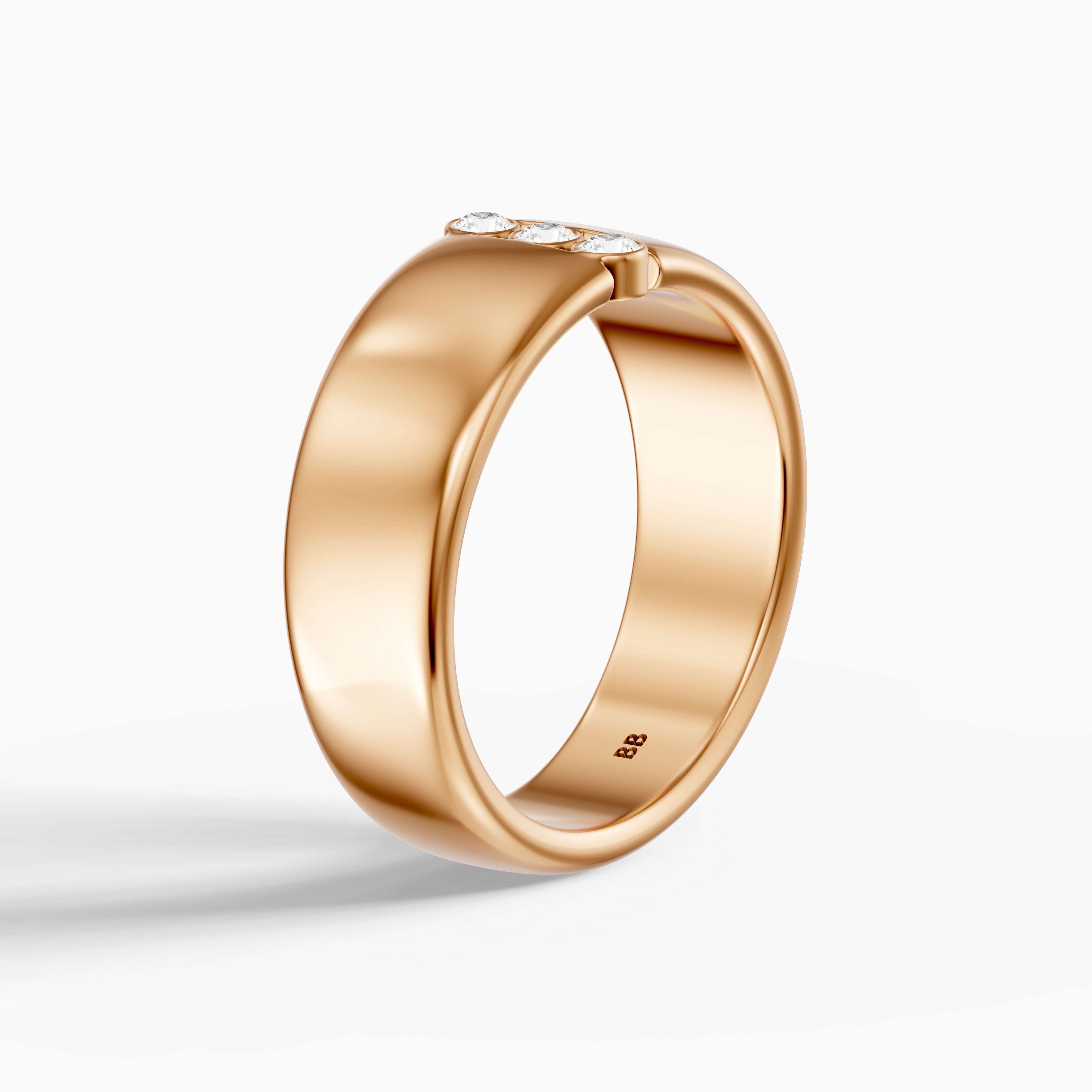 Chiara Round Cut Lab Diamond Bezel Set Three Stone Cigar Band