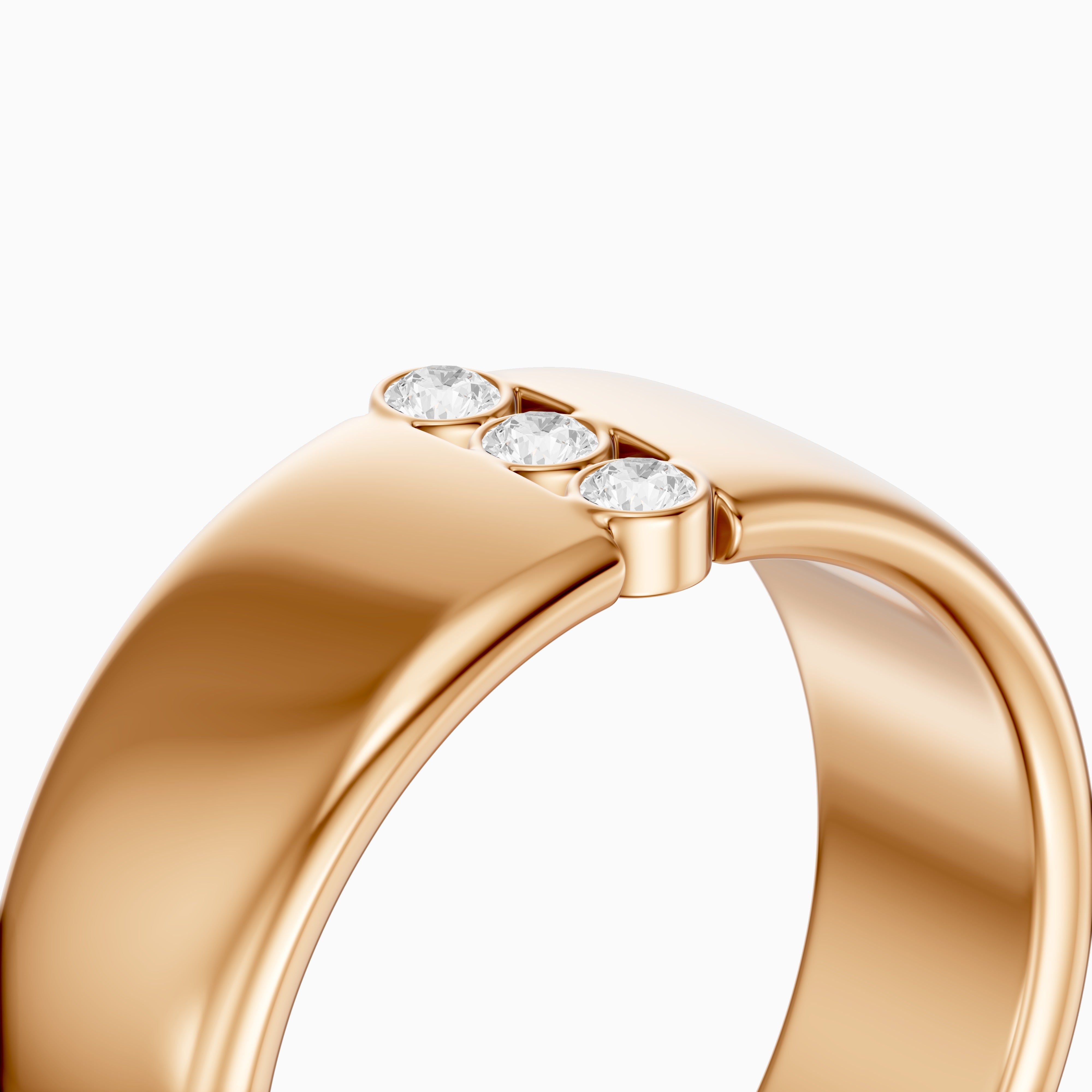Chiara Round Cut Lab Diamond Bezel Set Three Stone Cigar Band