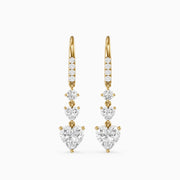 Yasmin Graduated Heart and Round Lab Grown Diamond Dangle Earrings