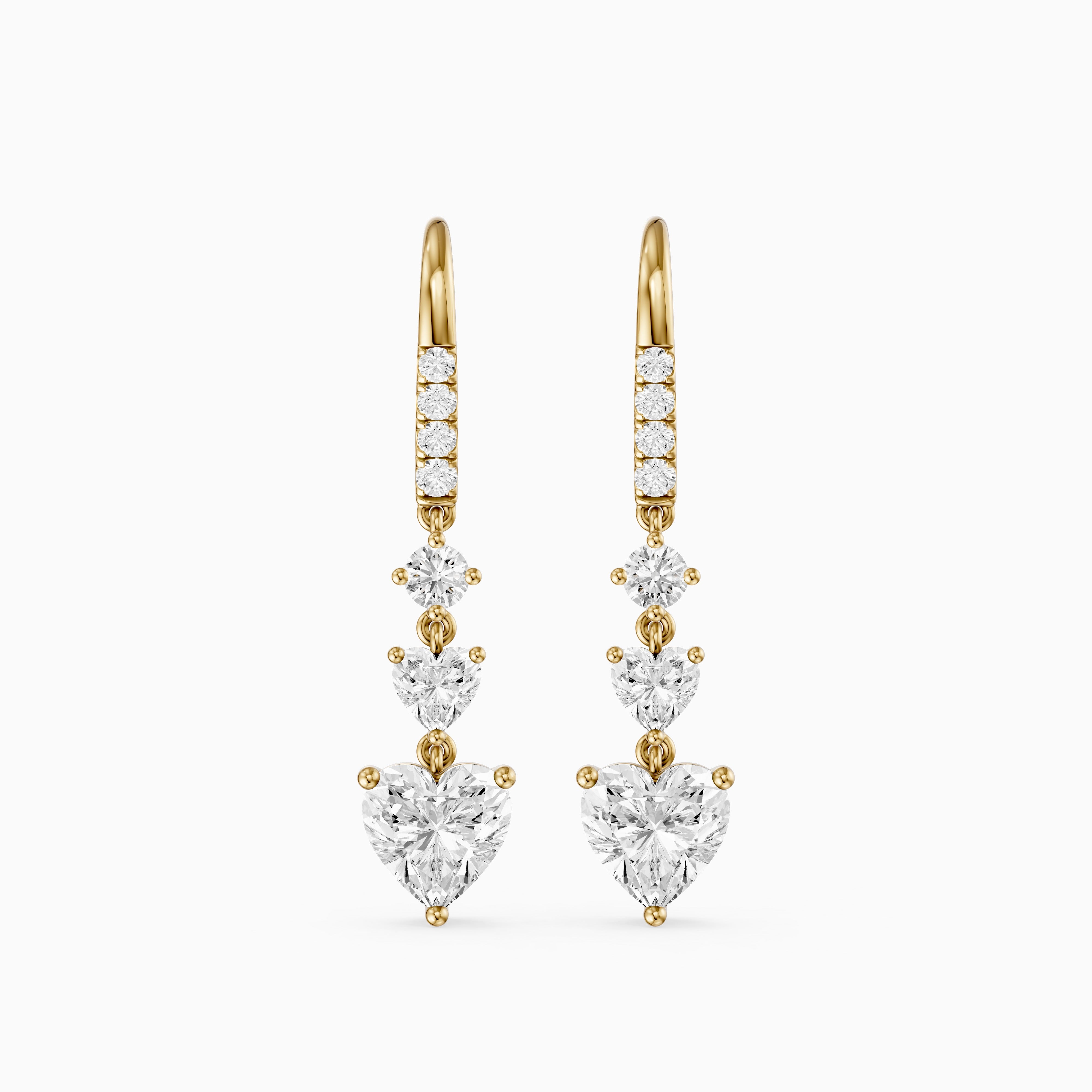 Yasmin Graduated Heart and Round Lab Grown Diamond Dangle Earrings
