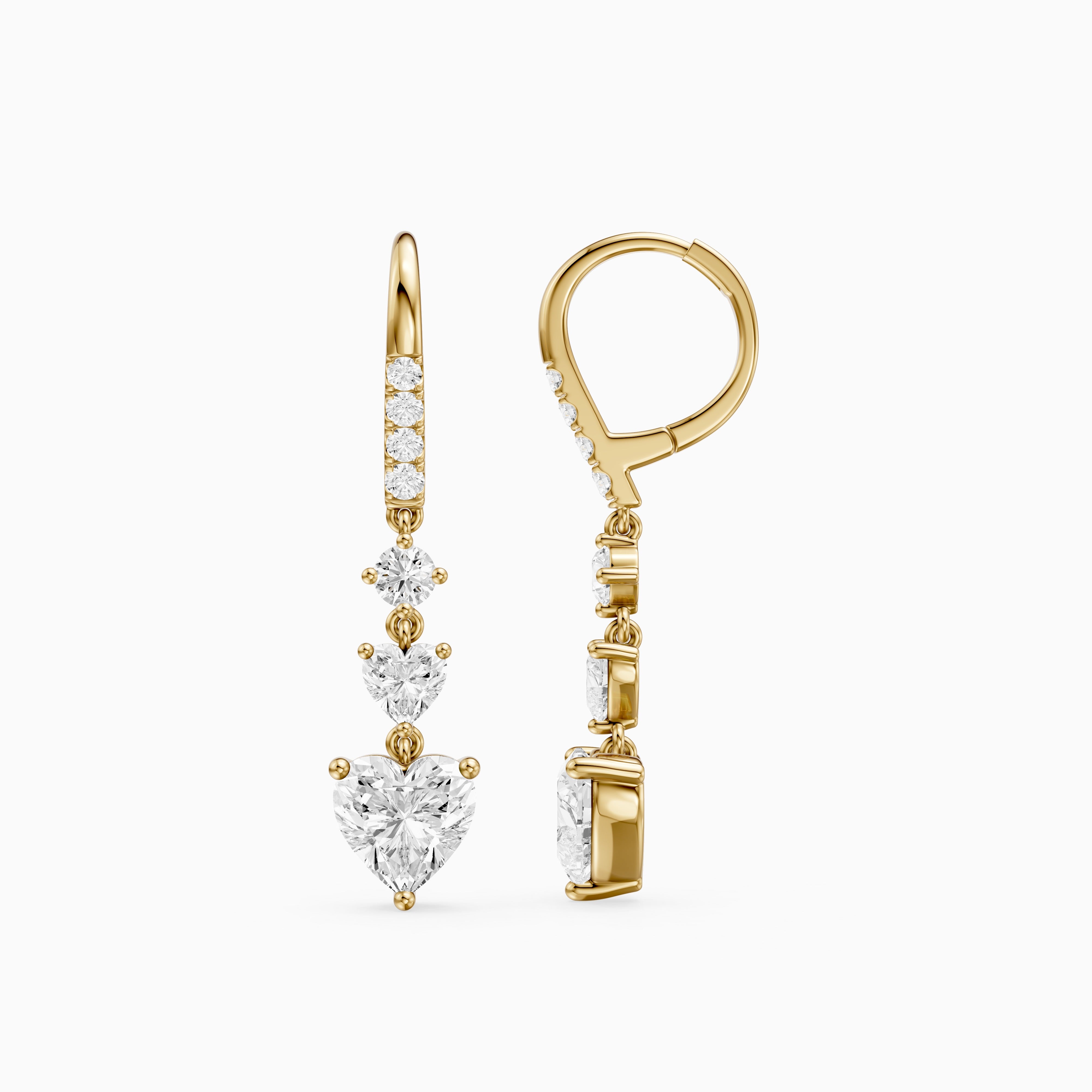 Yasmin Graduated Heart and Round Lab Grown Diamond Dangle Earrings