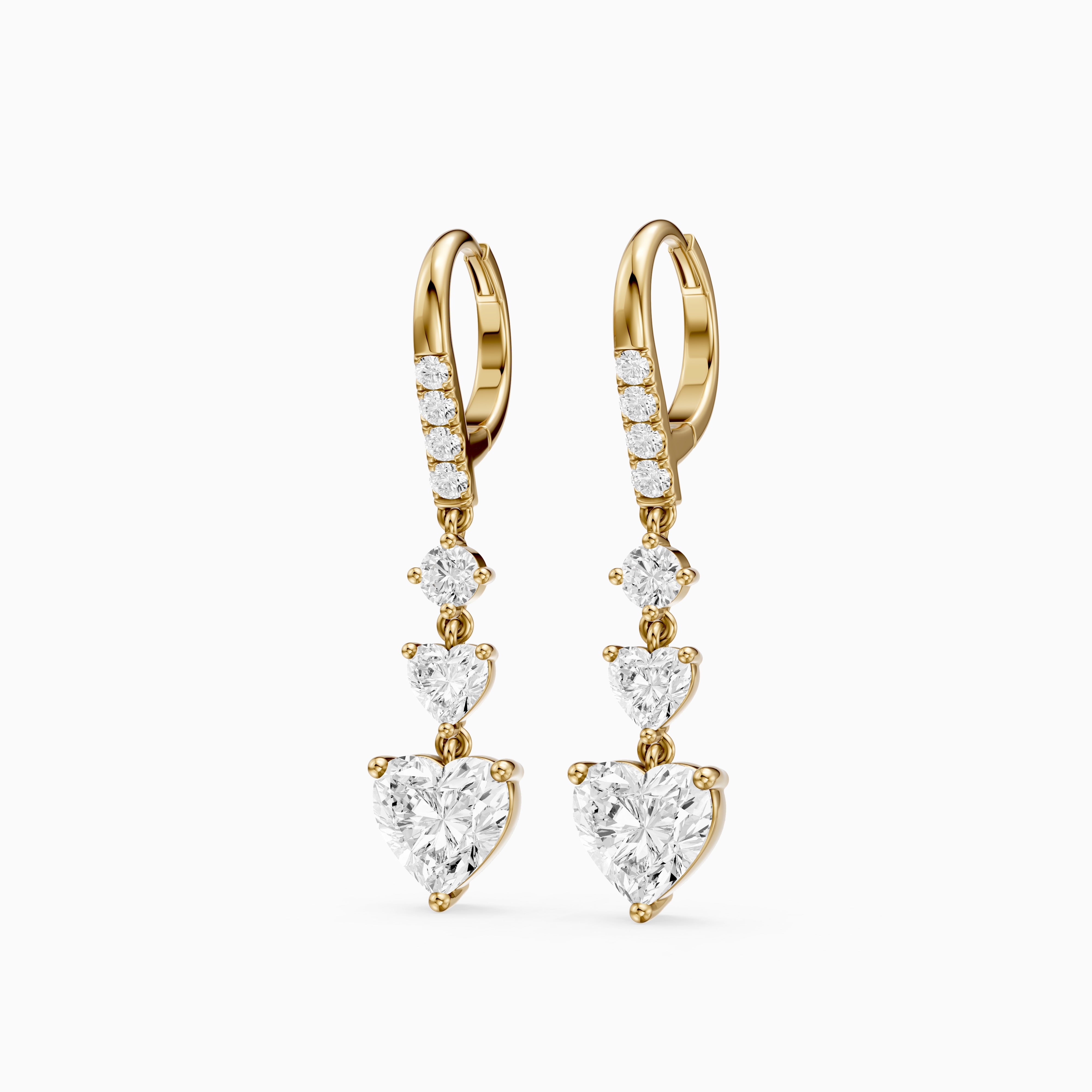 Yasmin Graduated Heart and Round Lab Grown Diamond Dangle Earrings