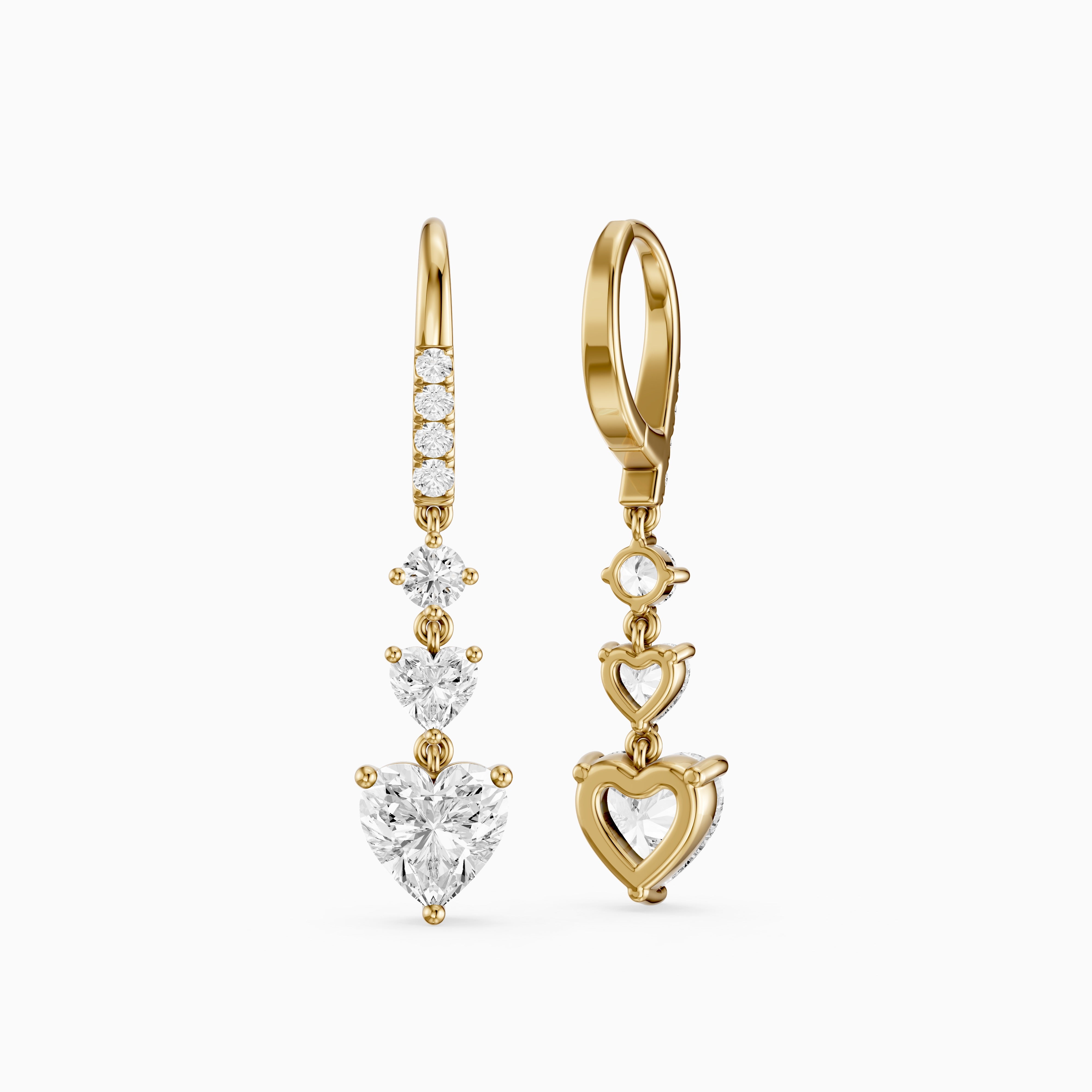 Yasmin Graduated Heart and Round Lab Grown Diamond Dangle Earrings