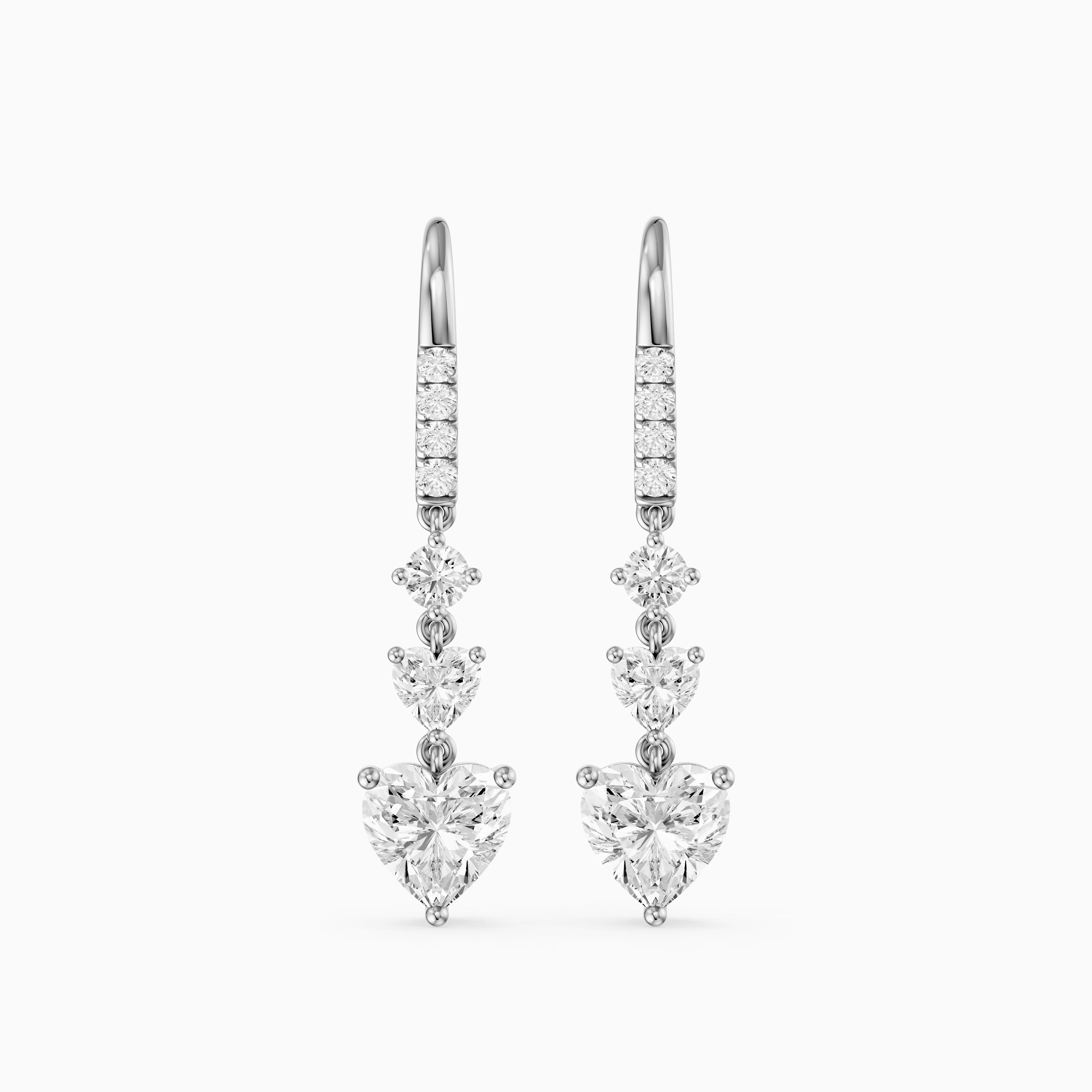 Yasmin Graduated Heart and Round Lab Grown Diamond Dangle Earrings