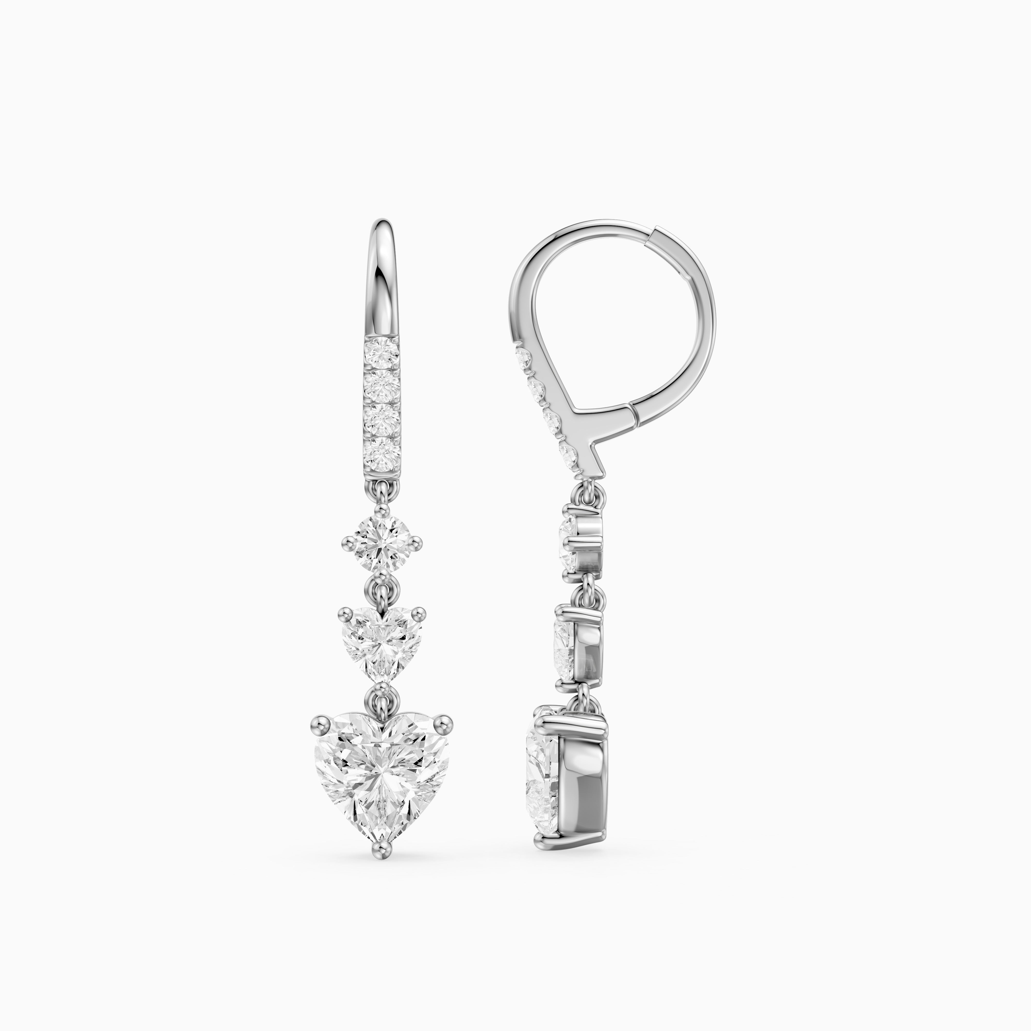 Yasmin Graduated Heart and Round Lab Grown Diamond Dangle Earrings