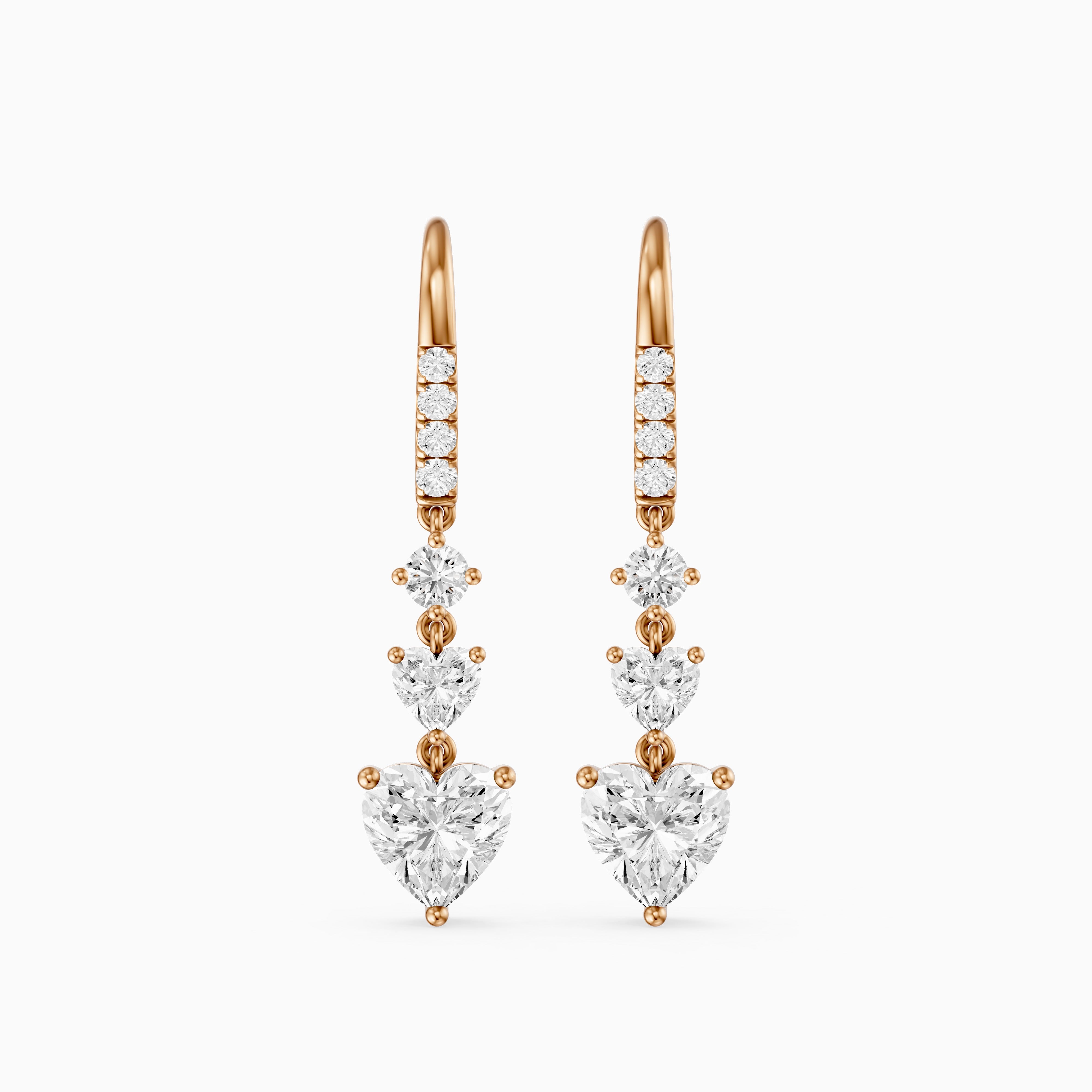 Yasmin Graduated Heart and Round Lab Grown Diamond Dangle Earrings
