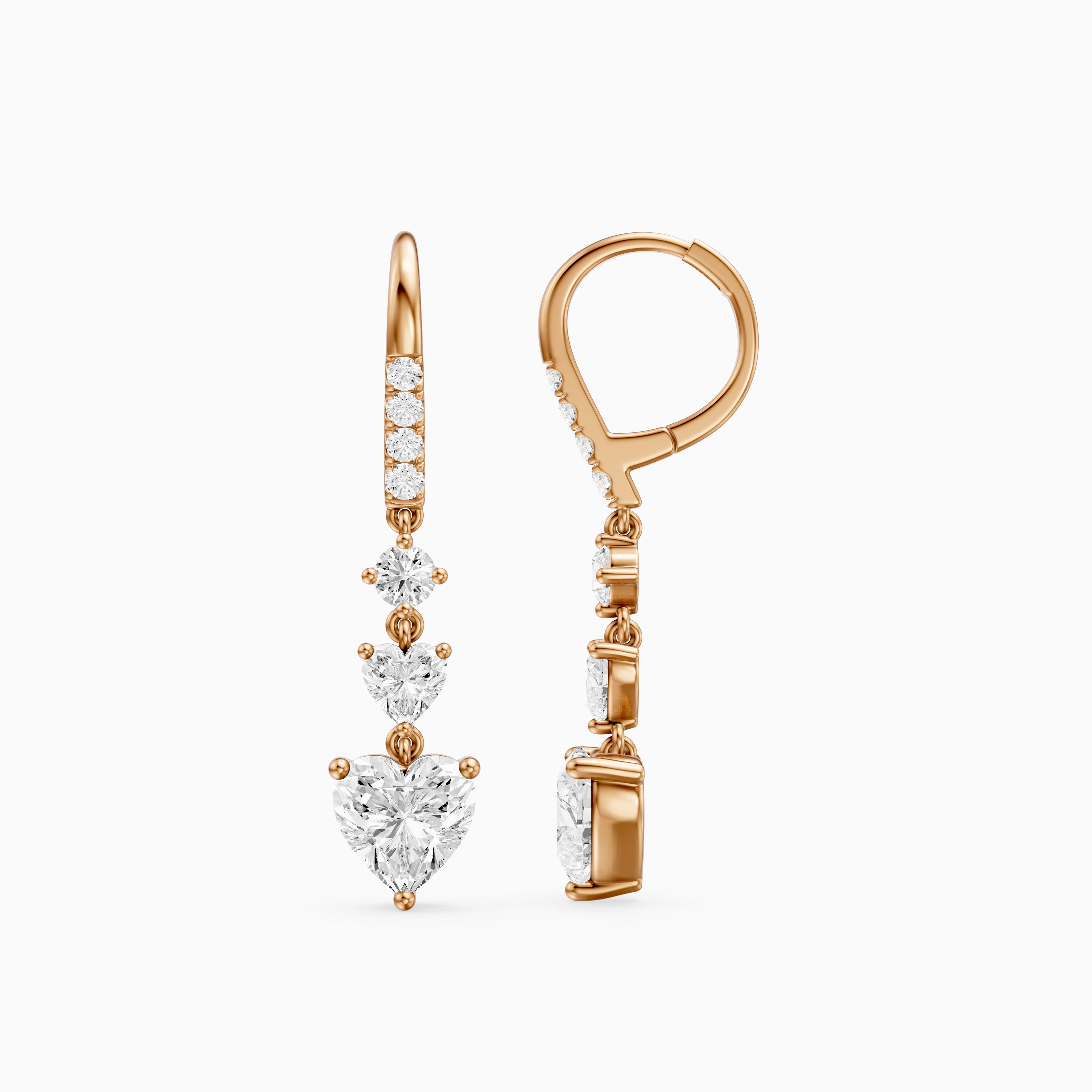 Yasmin Graduated Heart and Round Lab Grown Diamond Dangle Earrings