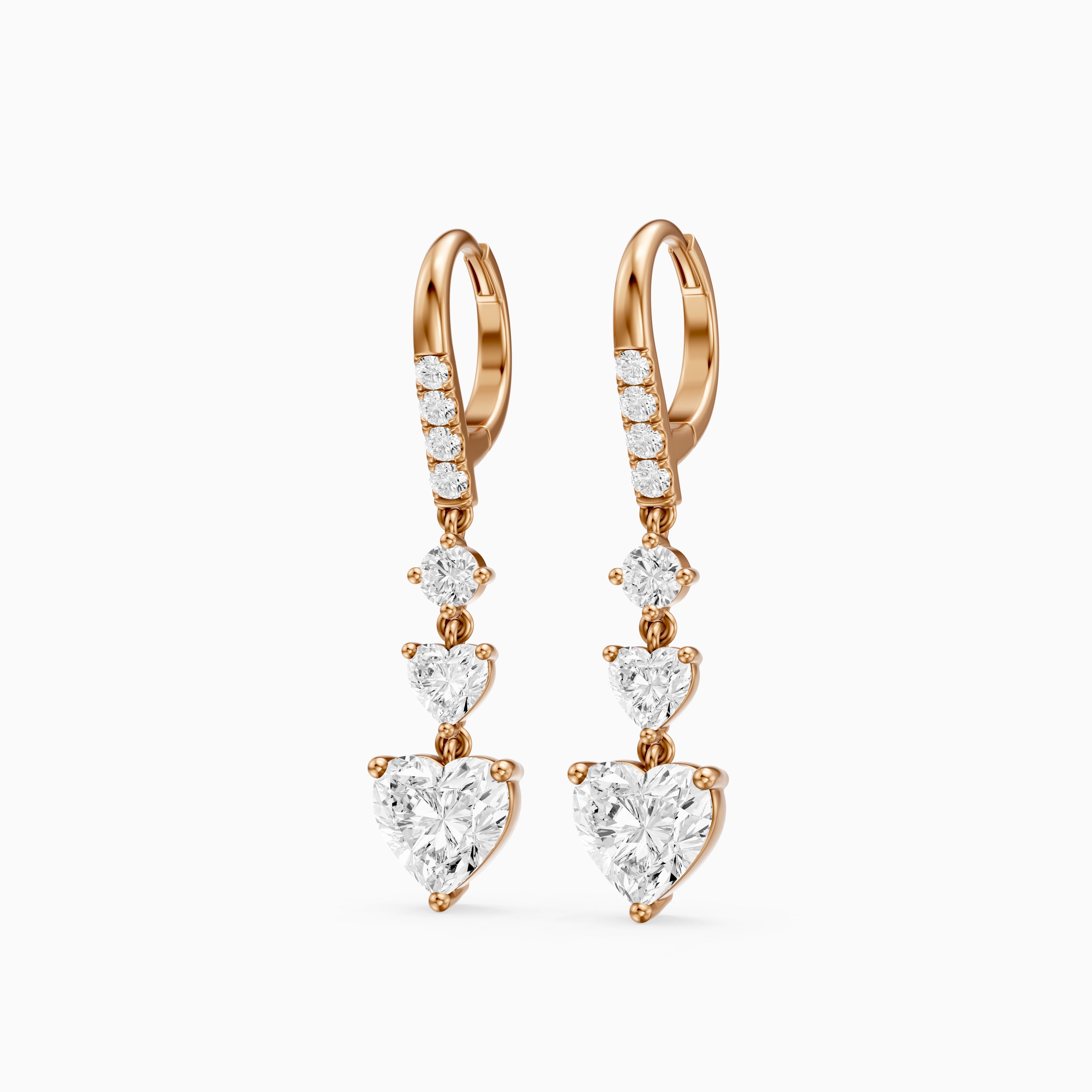 Yasmin Graduated Heart and Round Lab Grown Diamond Dangle Earrings