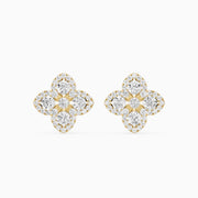 Nirvana Round Cut Lab Grown Diamond Floral Halo Stud Earrings