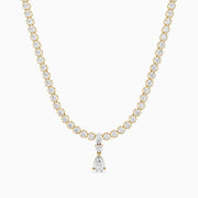 Raelynn Round Bezel Lab Grown Diamond Pear Drop Tennis Necklace