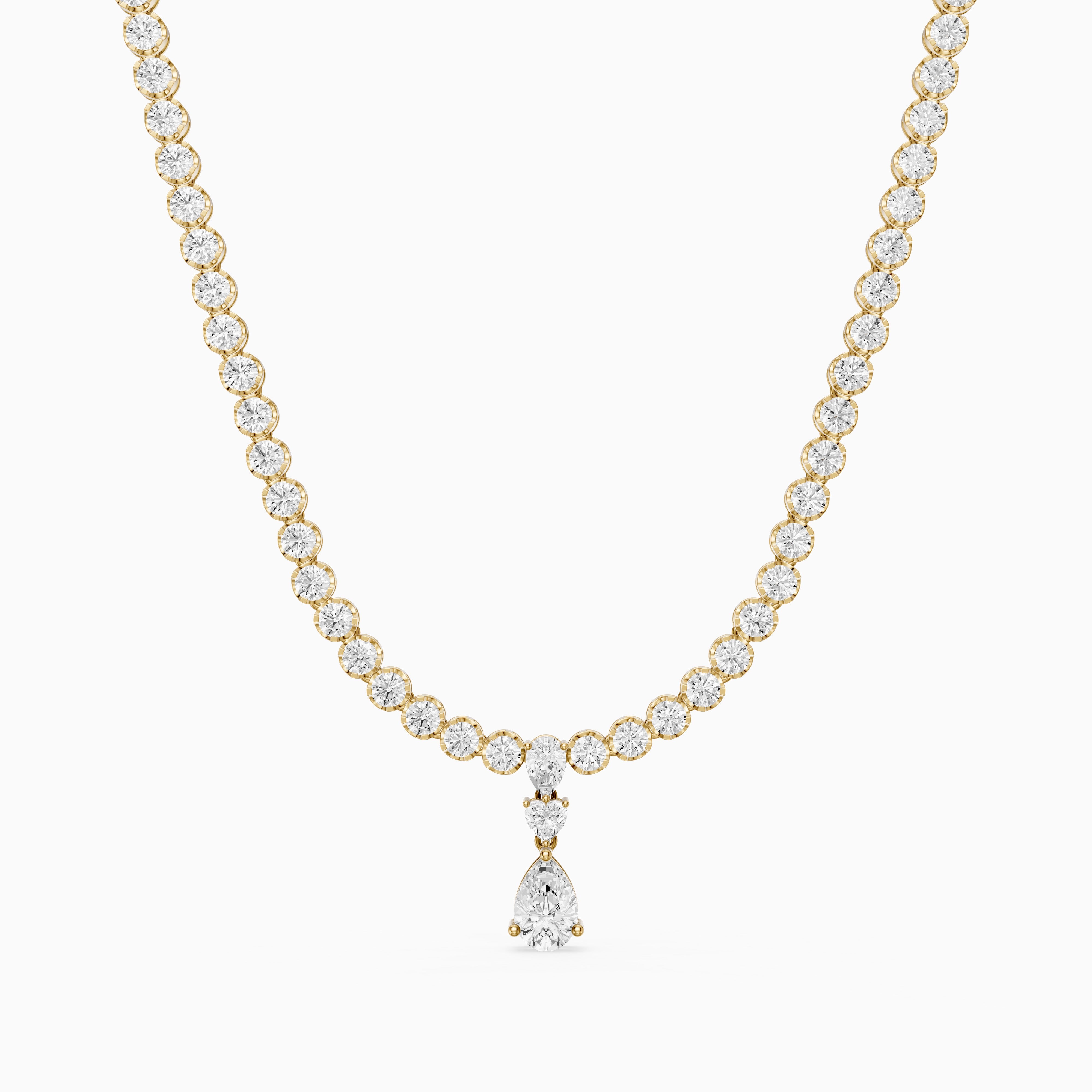 Raelynn Round Bezel Lab Grown Diamond Pear Drop Tennis Necklace