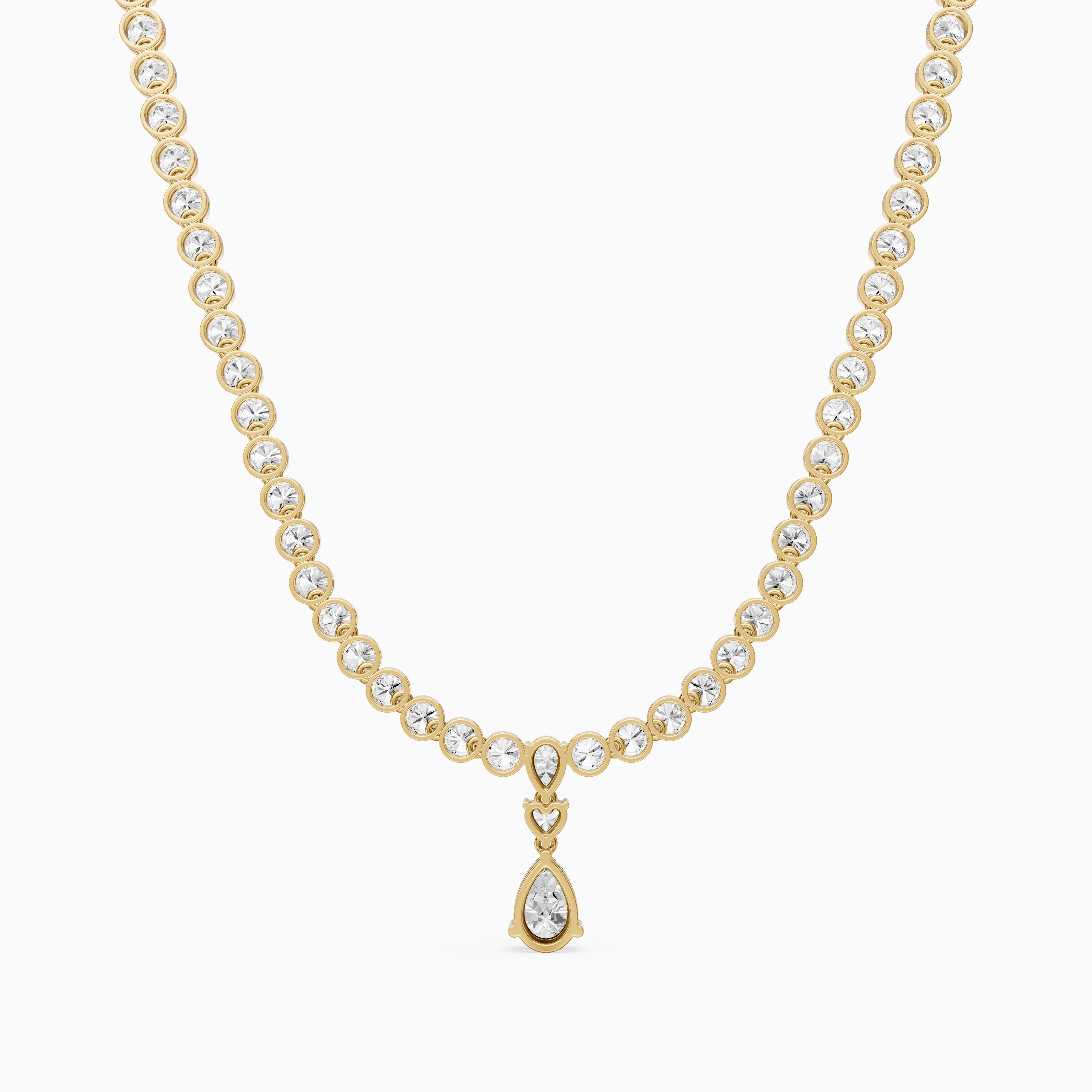 Raelynn Round Bezel Lab Grown Diamond Pear Drop Tennis Necklace