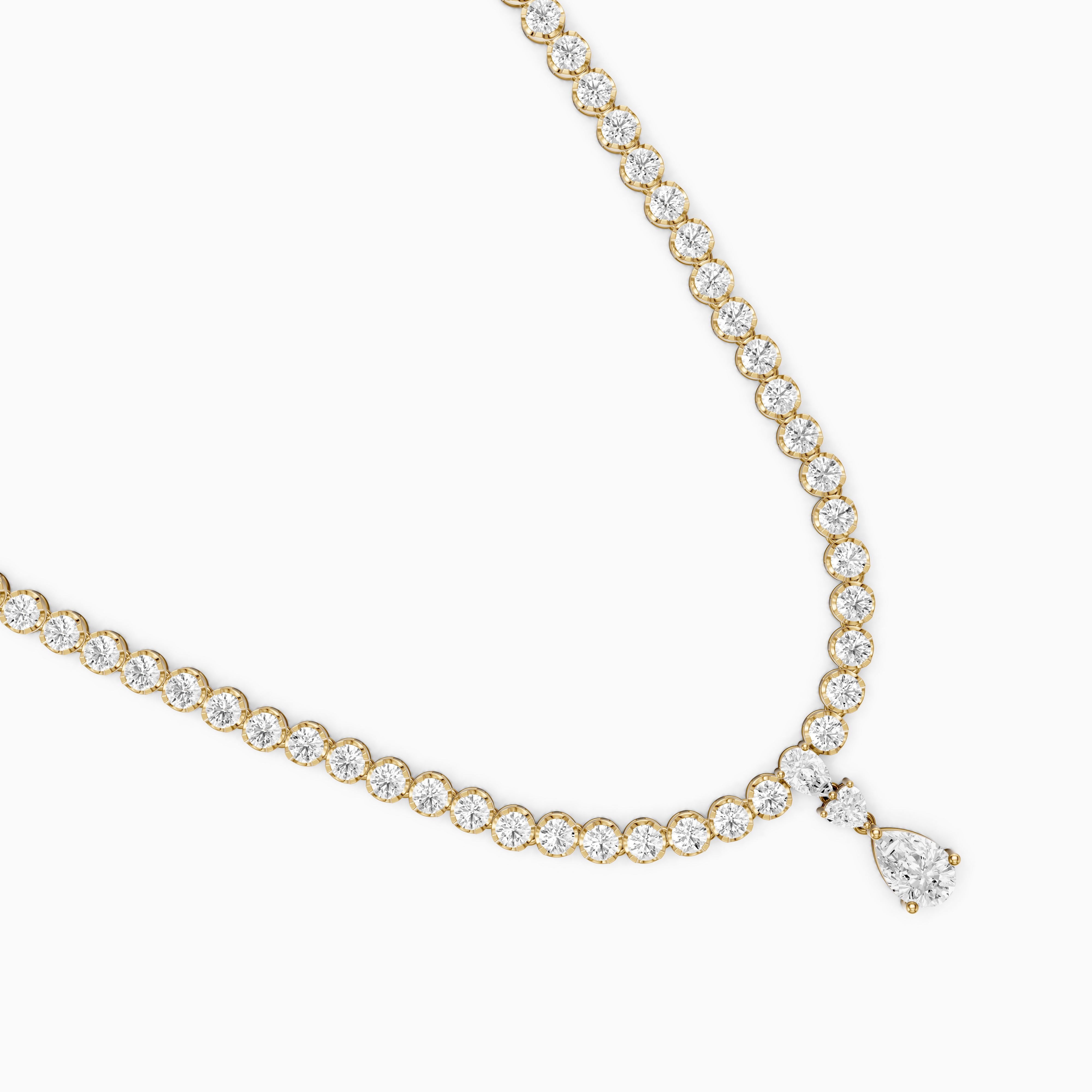 Raelynn Round Bezel Lab Grown Diamond Pear Drop Tennis Necklace