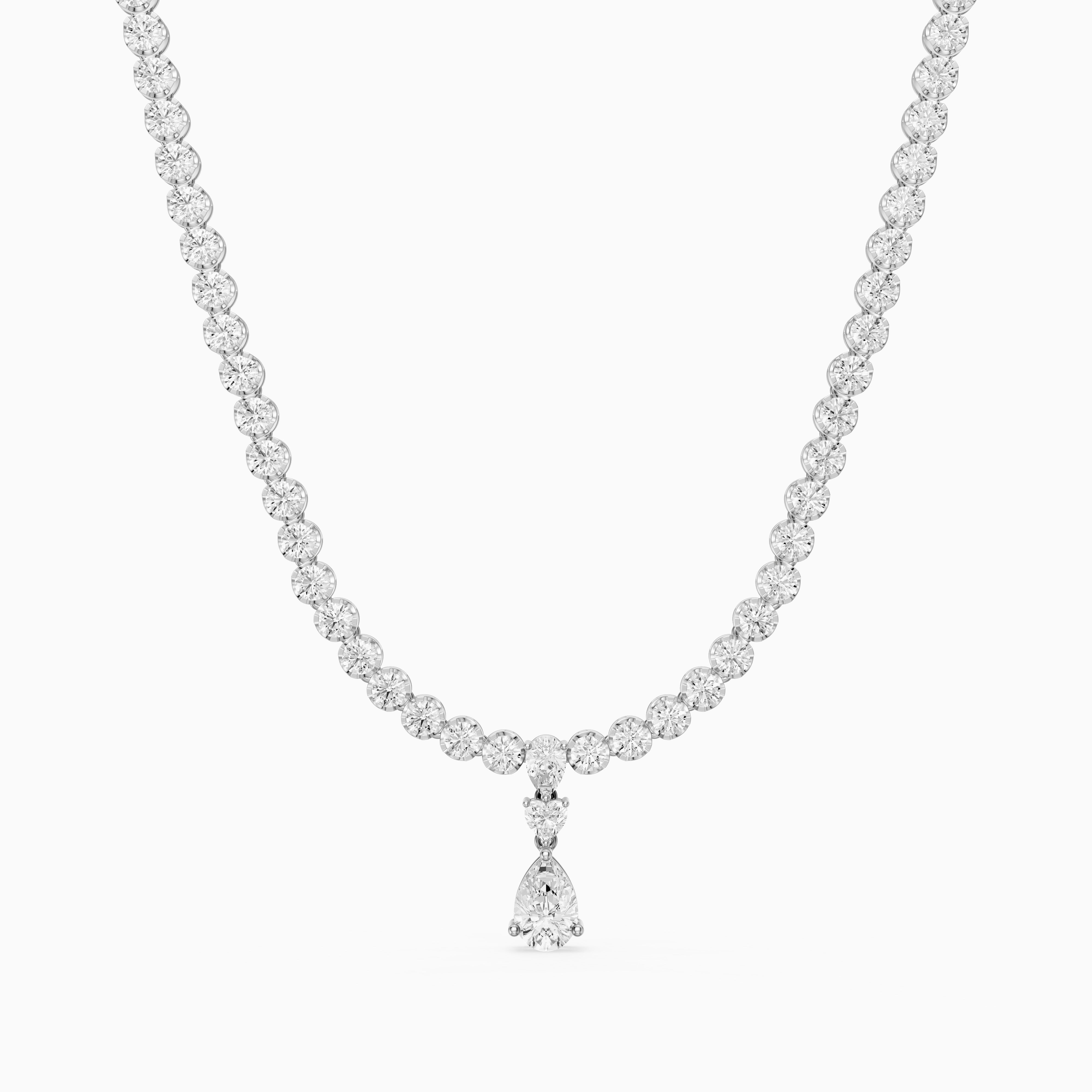 Raelynn Round Bezel Lab Grown Diamond Pear Drop Tennis Necklace