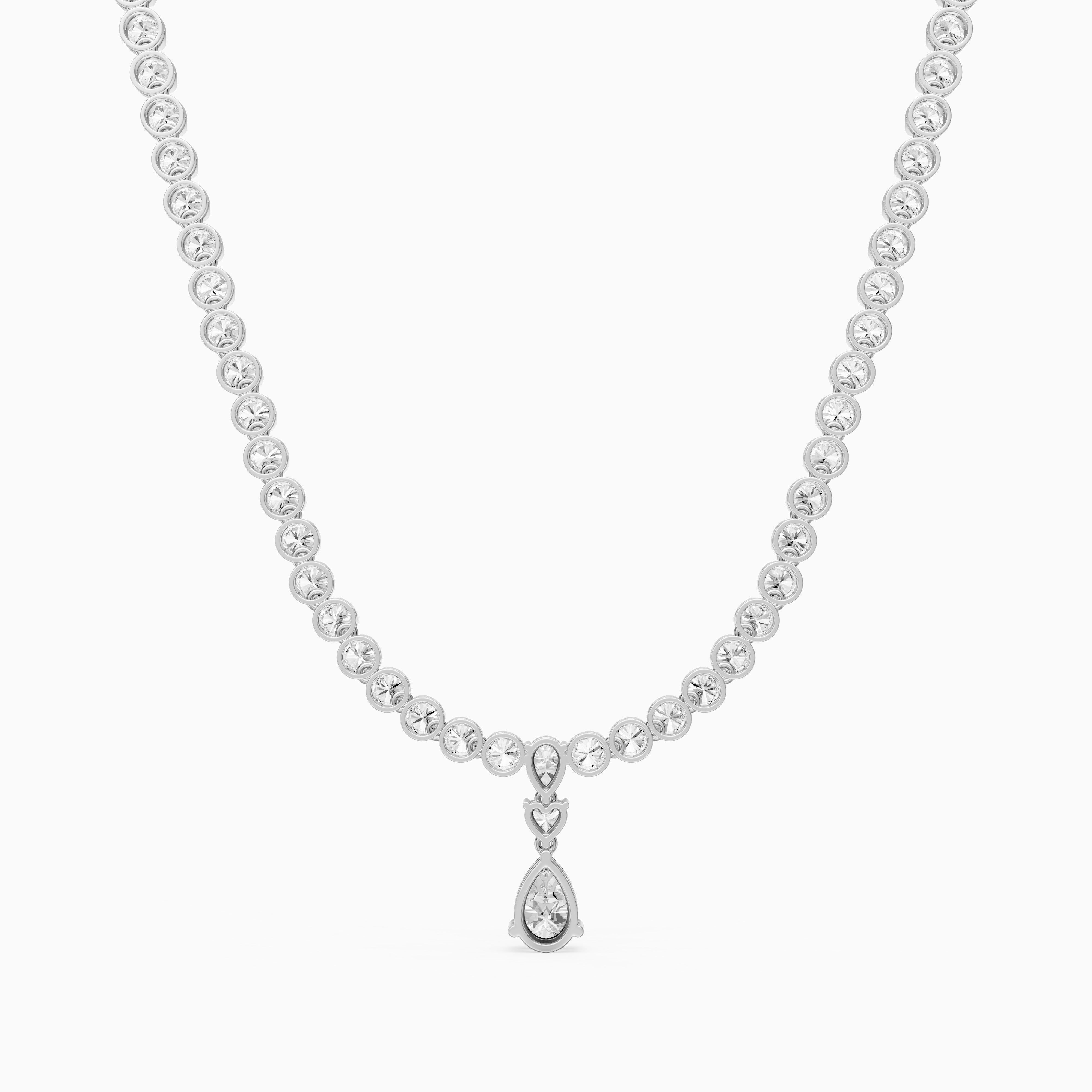 Raelynn Round Bezel Lab Grown Diamond Pear Drop Tennis Necklace