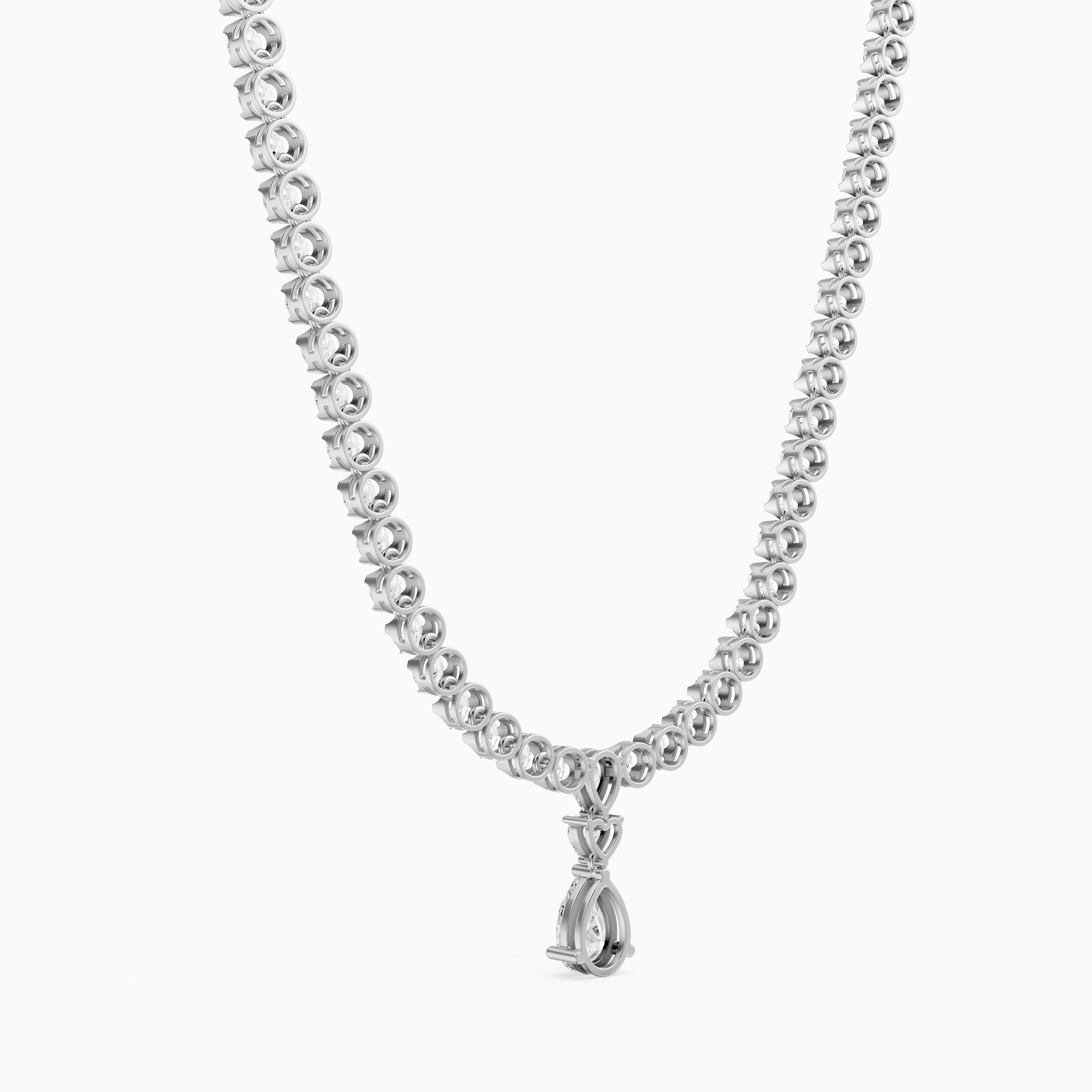 Raelynn Round Bezel Lab Grown Diamond Pear Drop Tennis Necklace