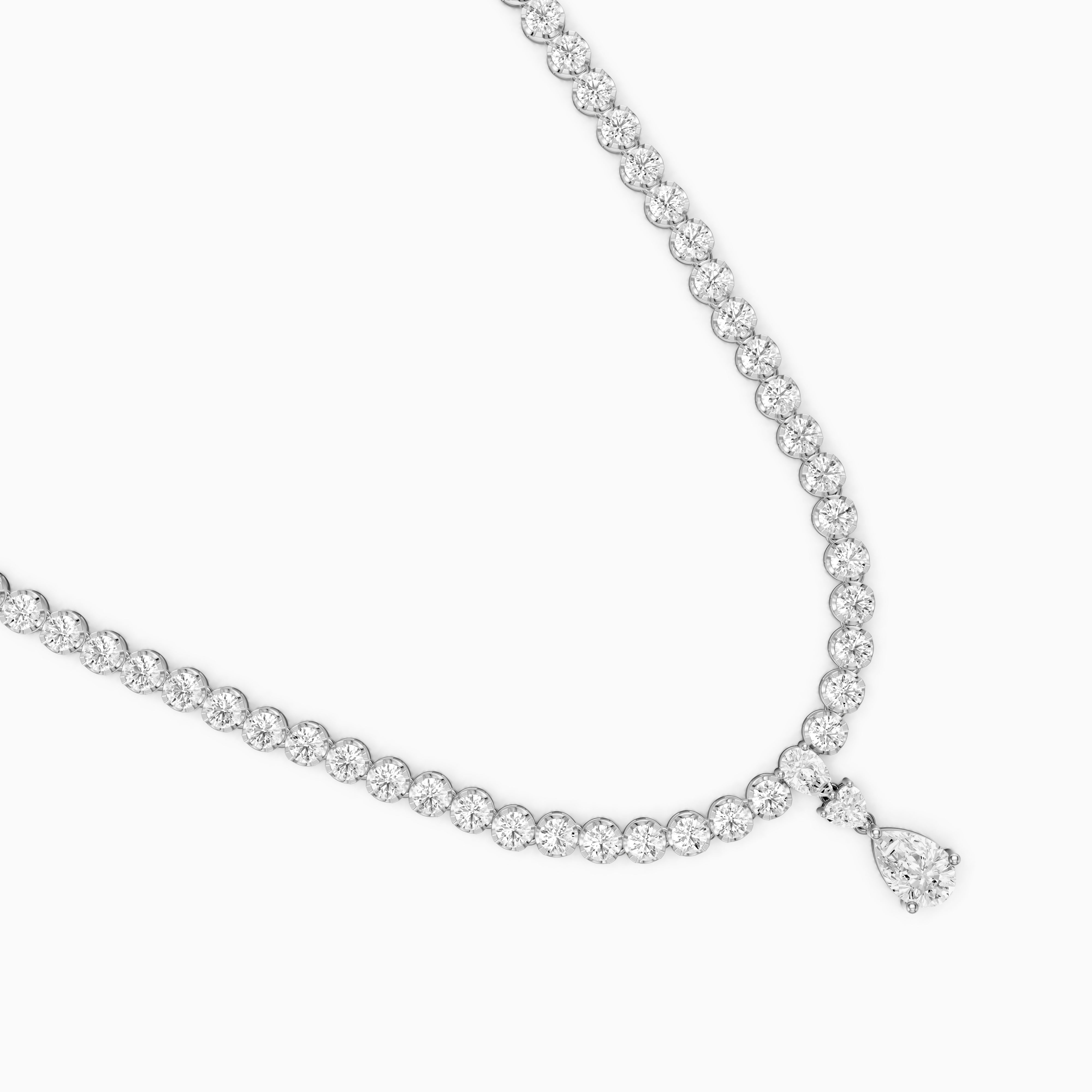 Raelynn Round Bezel Lab Grown Diamond Pear Drop Tennis Necklace