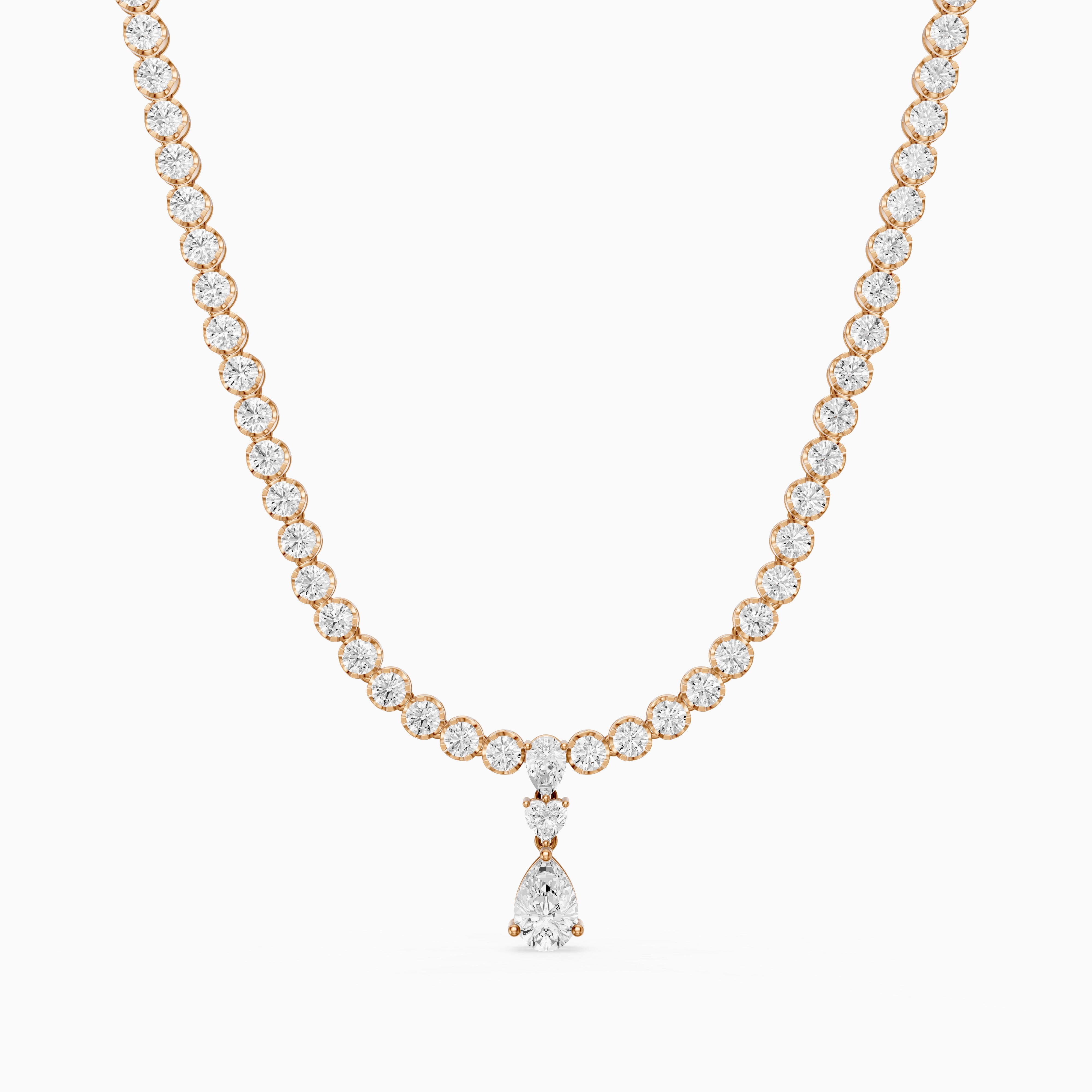 Raelynn Round Bezel Lab Grown Diamond Pear Drop Tennis Necklace