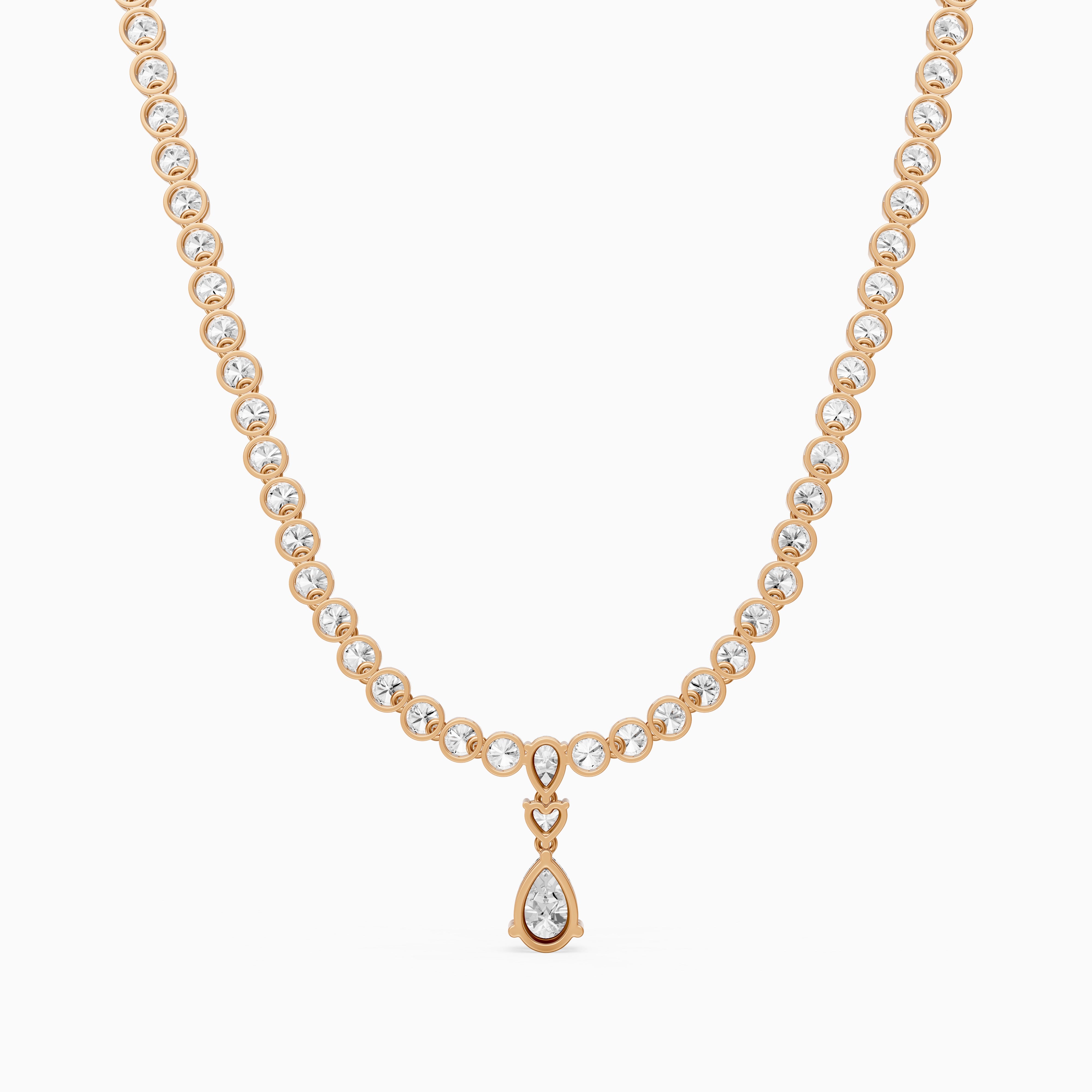 Raelynn Round Bezel Lab Grown Diamond Pear Drop Tennis Necklace