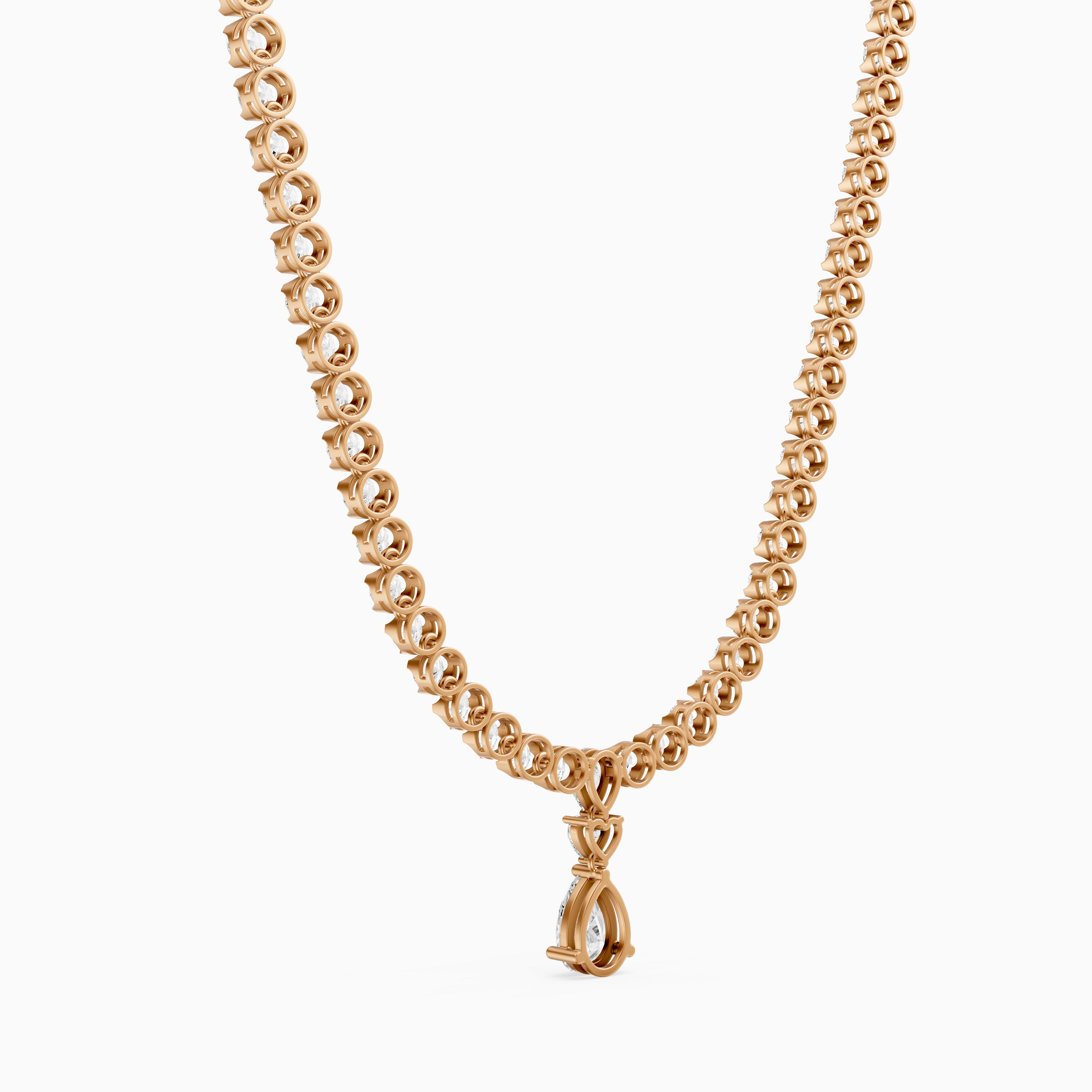 Raelynn Round Bezel Lab Grown Diamond Pear Drop Tennis Necklace