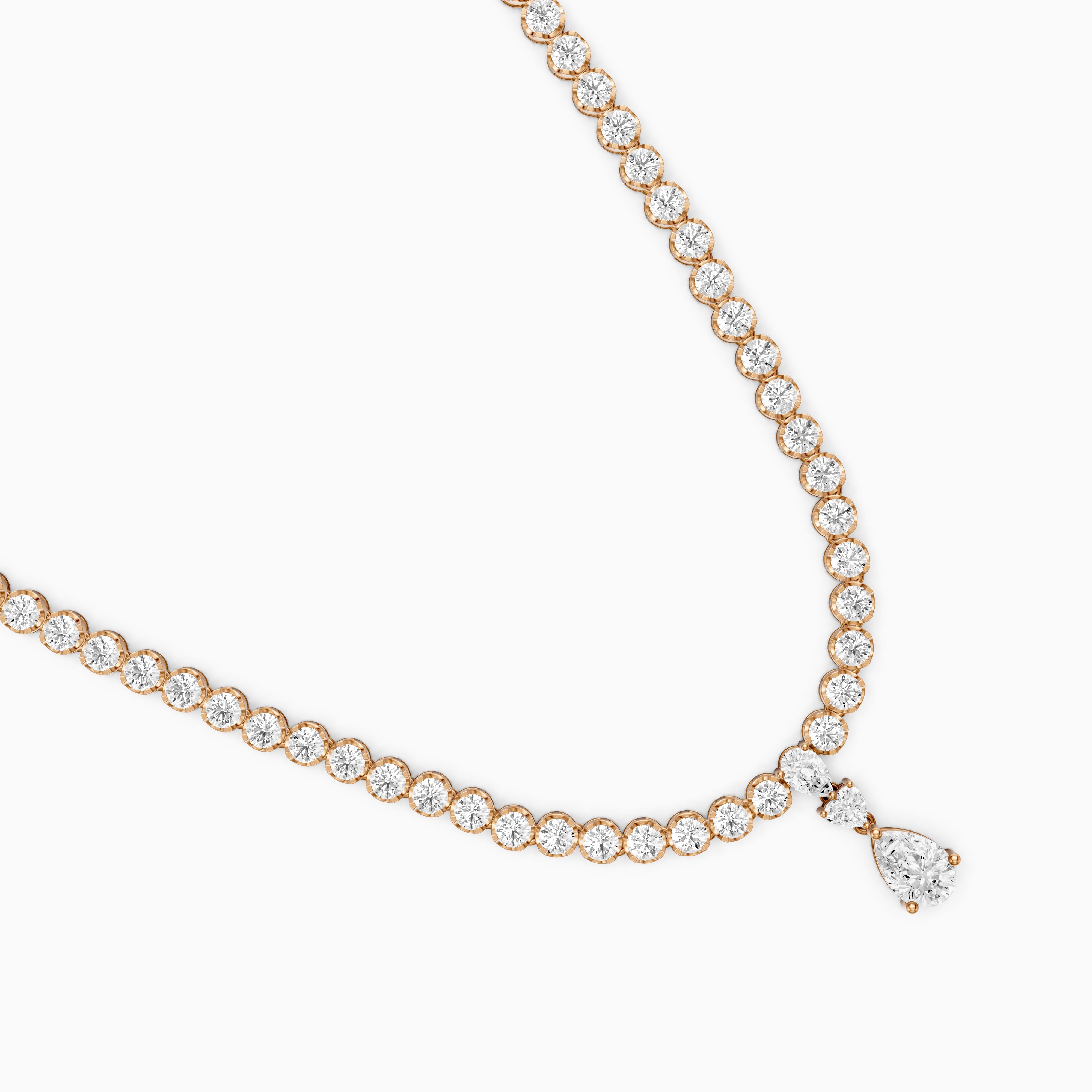 Raelynn Round Bezel Lab Grown Diamond Pear Drop Tennis Necklace