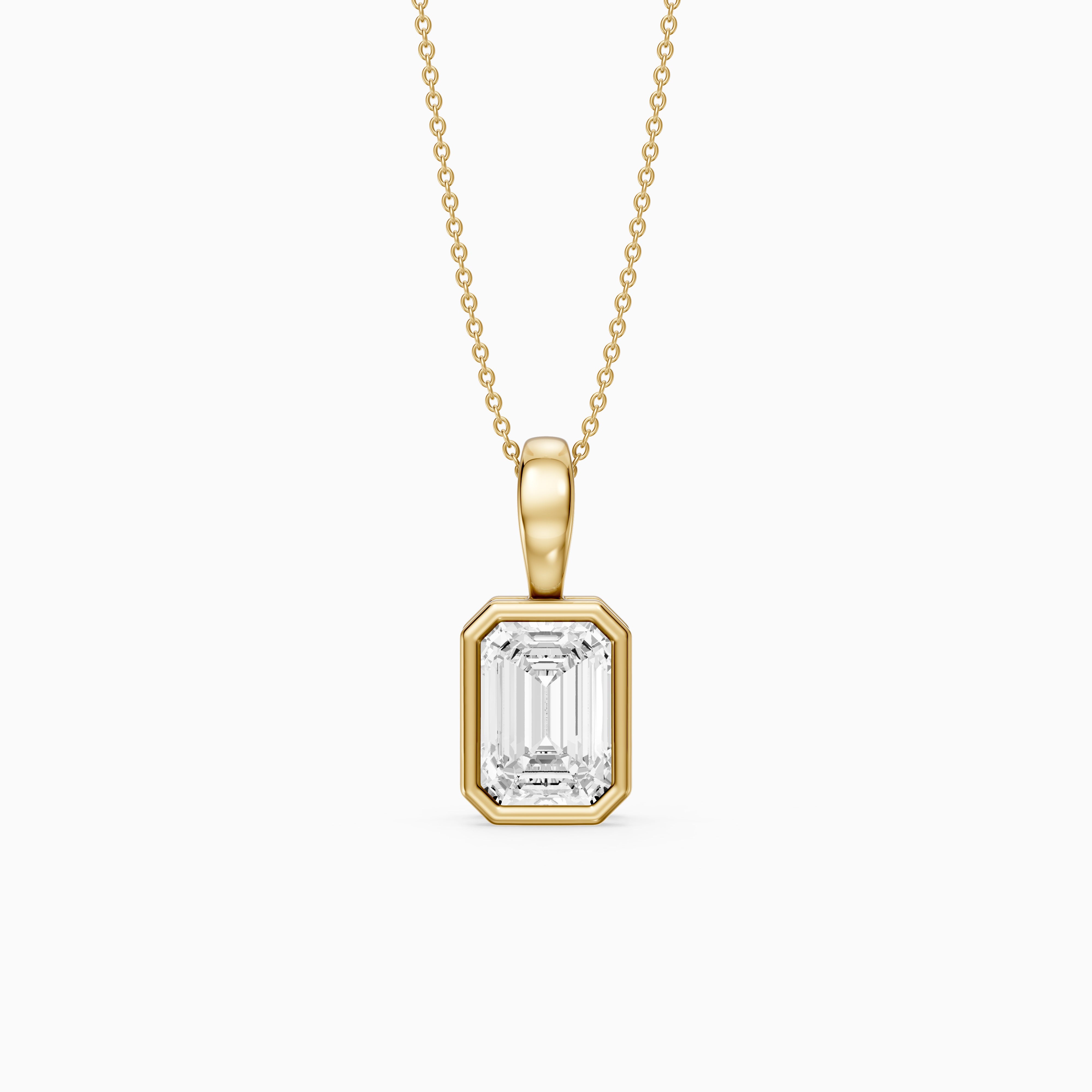 Lisa Emerald Bezel Set Lab Grown Diamond Solitaire Pendant
