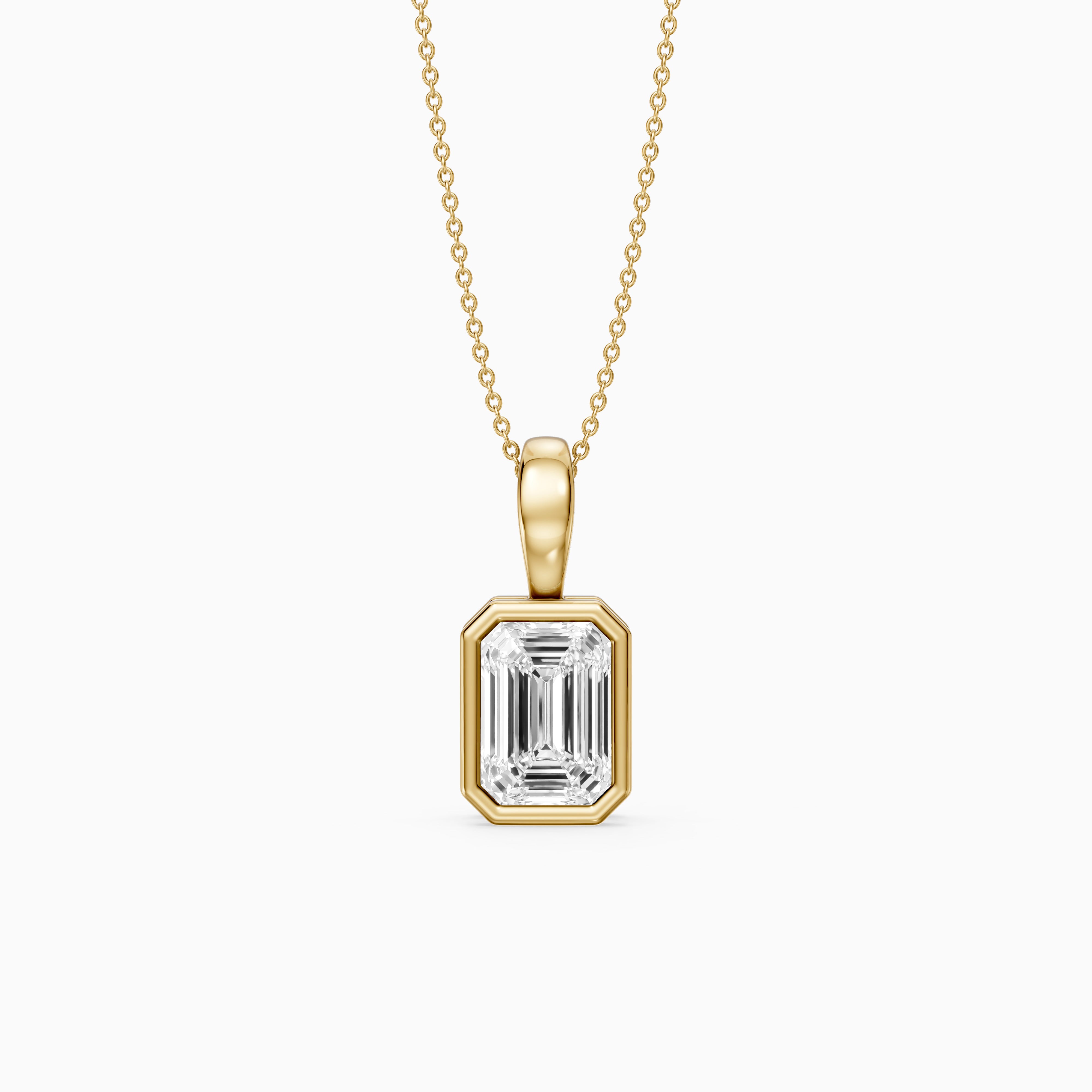 Lisa Emerald Bezel Set Lab Grown Diamond Solitaire Pendant