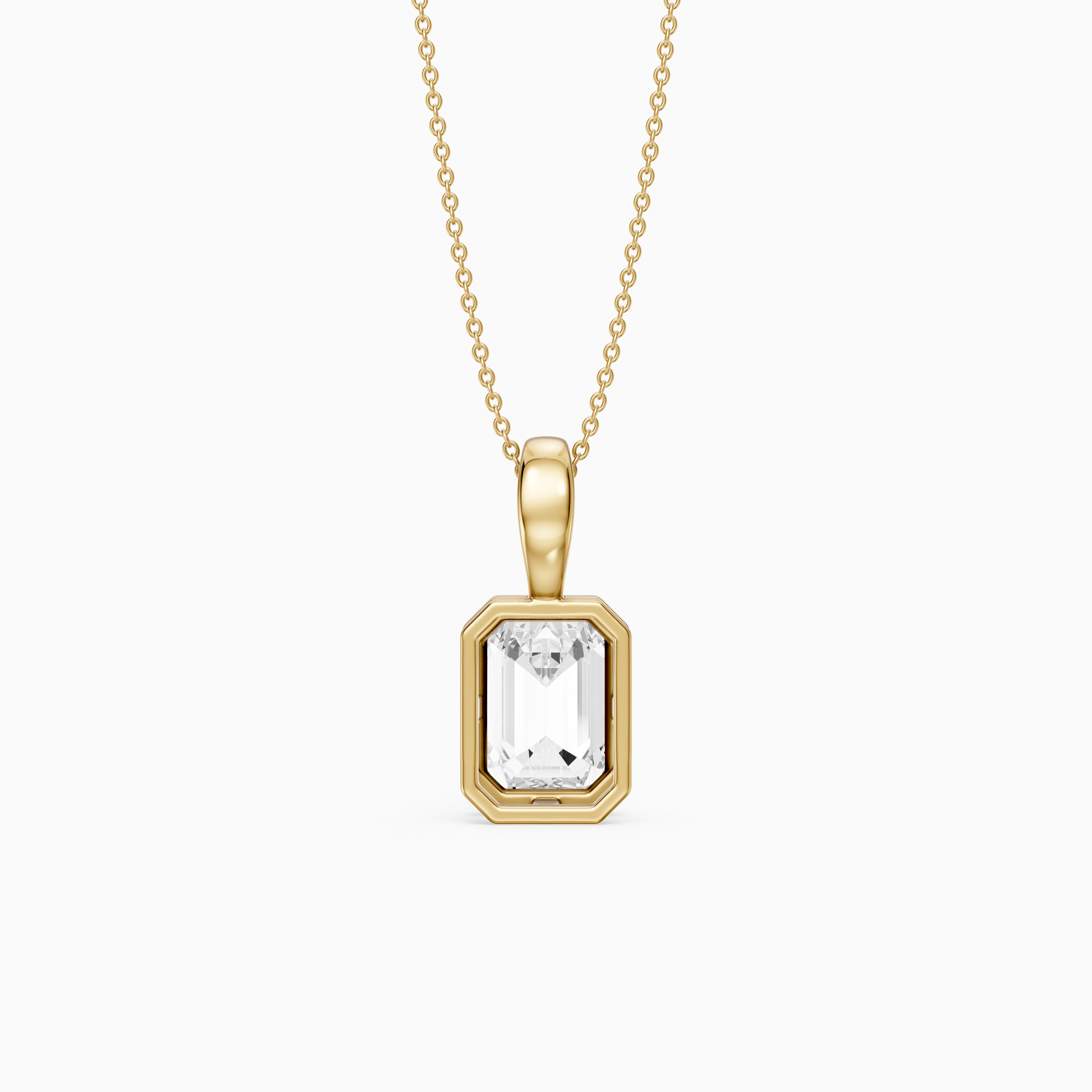 Lisa Emerald Bezel Set Lab Grown Diamond Solitaire Pendant