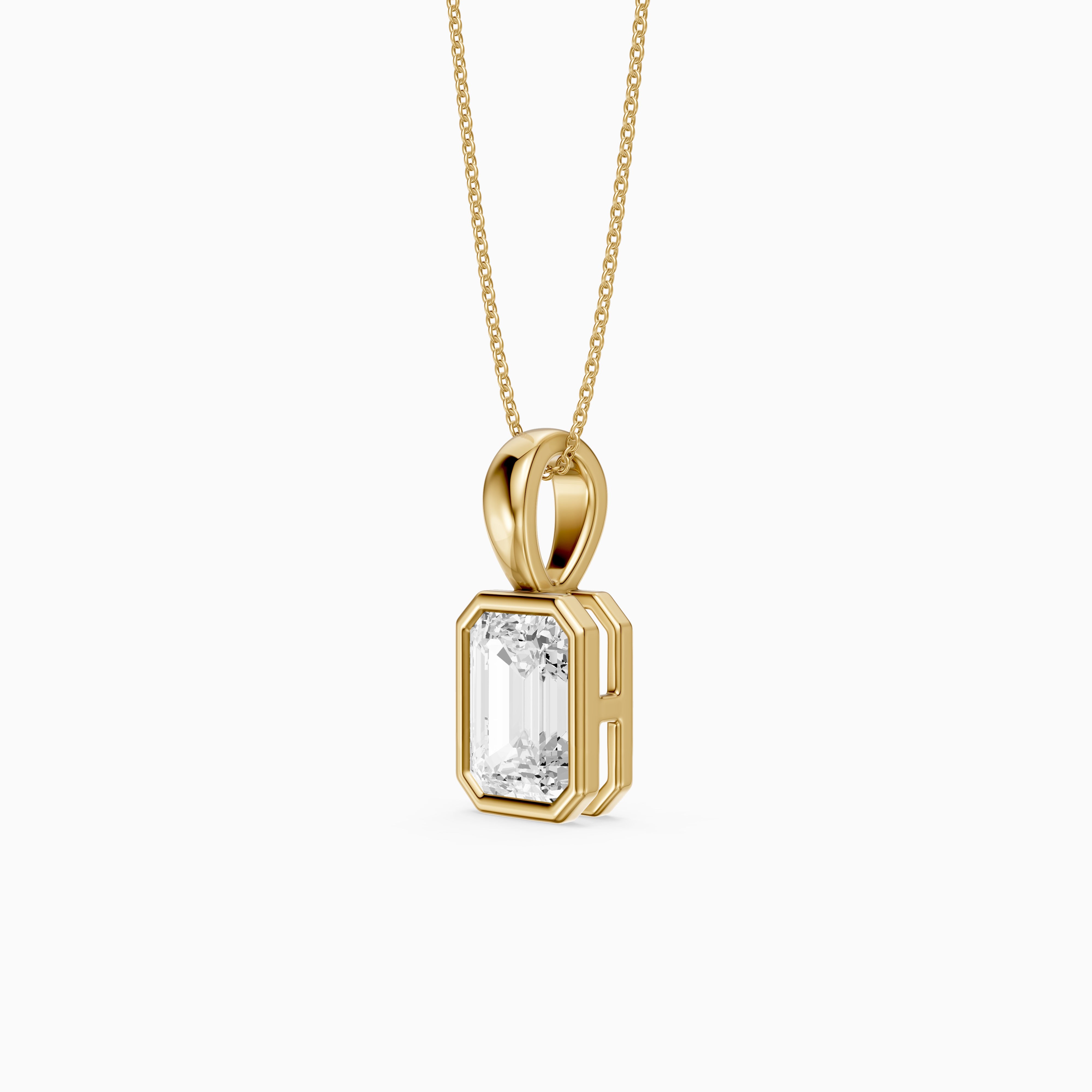Lisa Emerald Bezel Set Lab Grown Diamond Solitaire Pendant