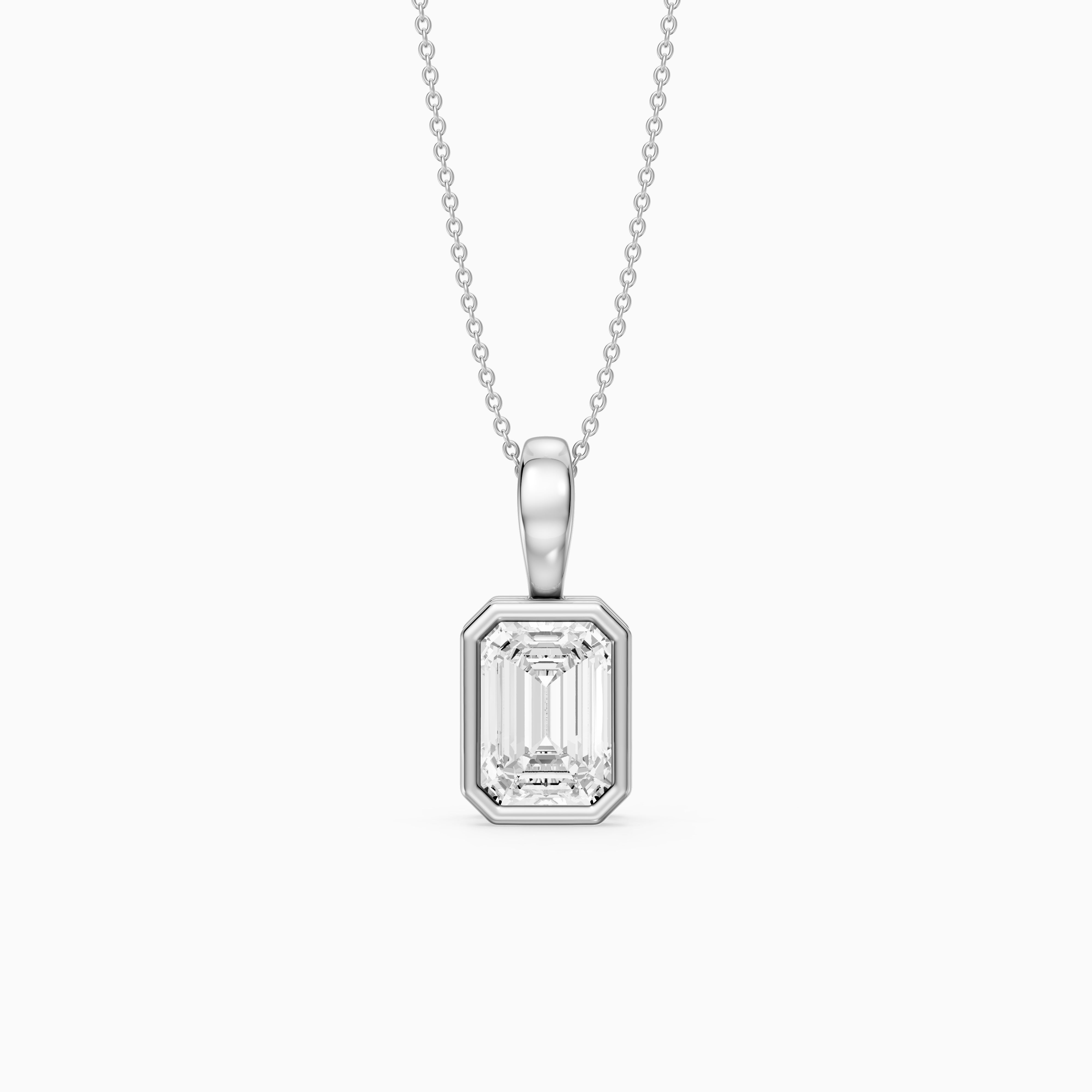 Lisa Emerald Bezel Set Lab Grown Diamond Solitaire Pendant