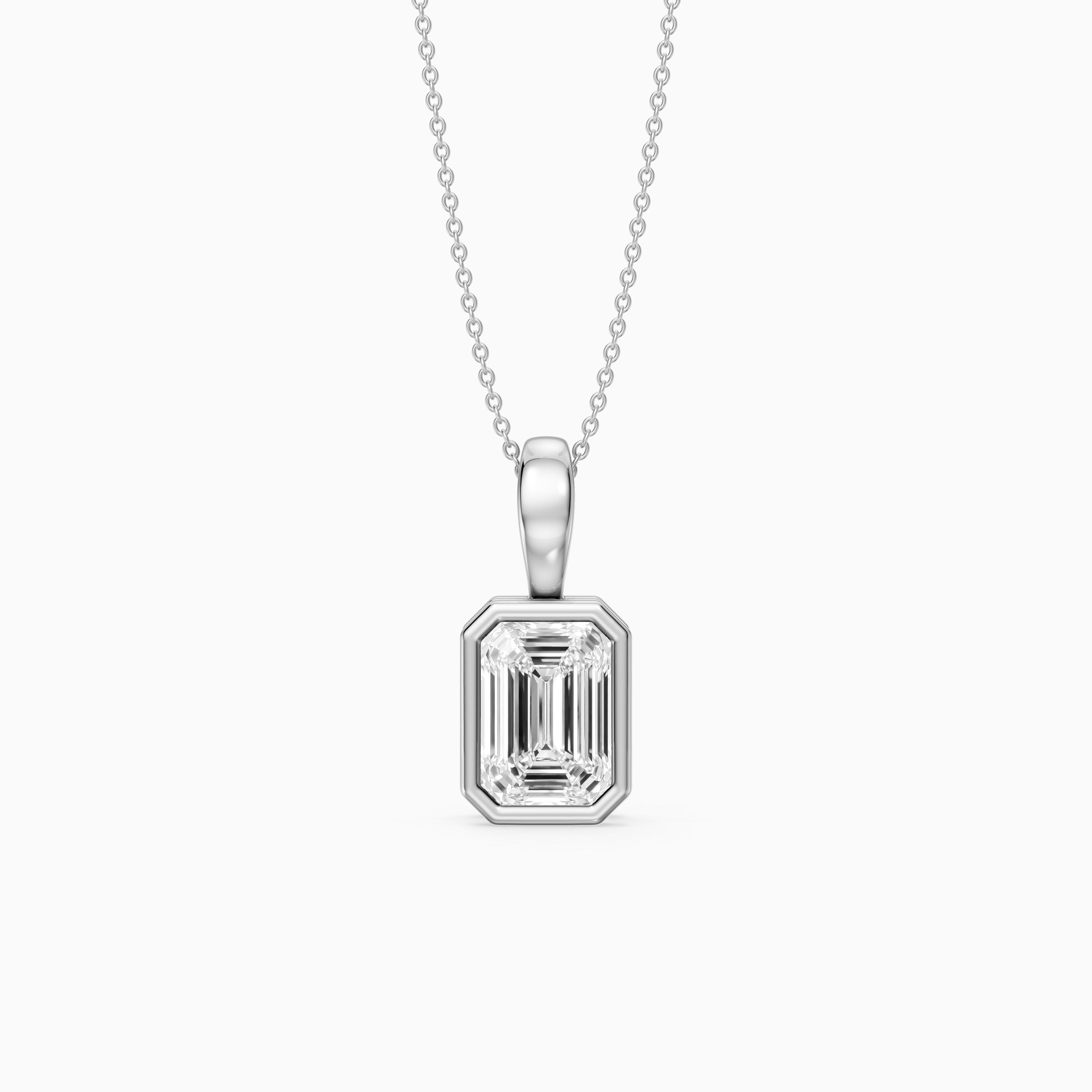 Lisa Emerald Bezel Set Lab Grown Diamond Solitaire Pendant