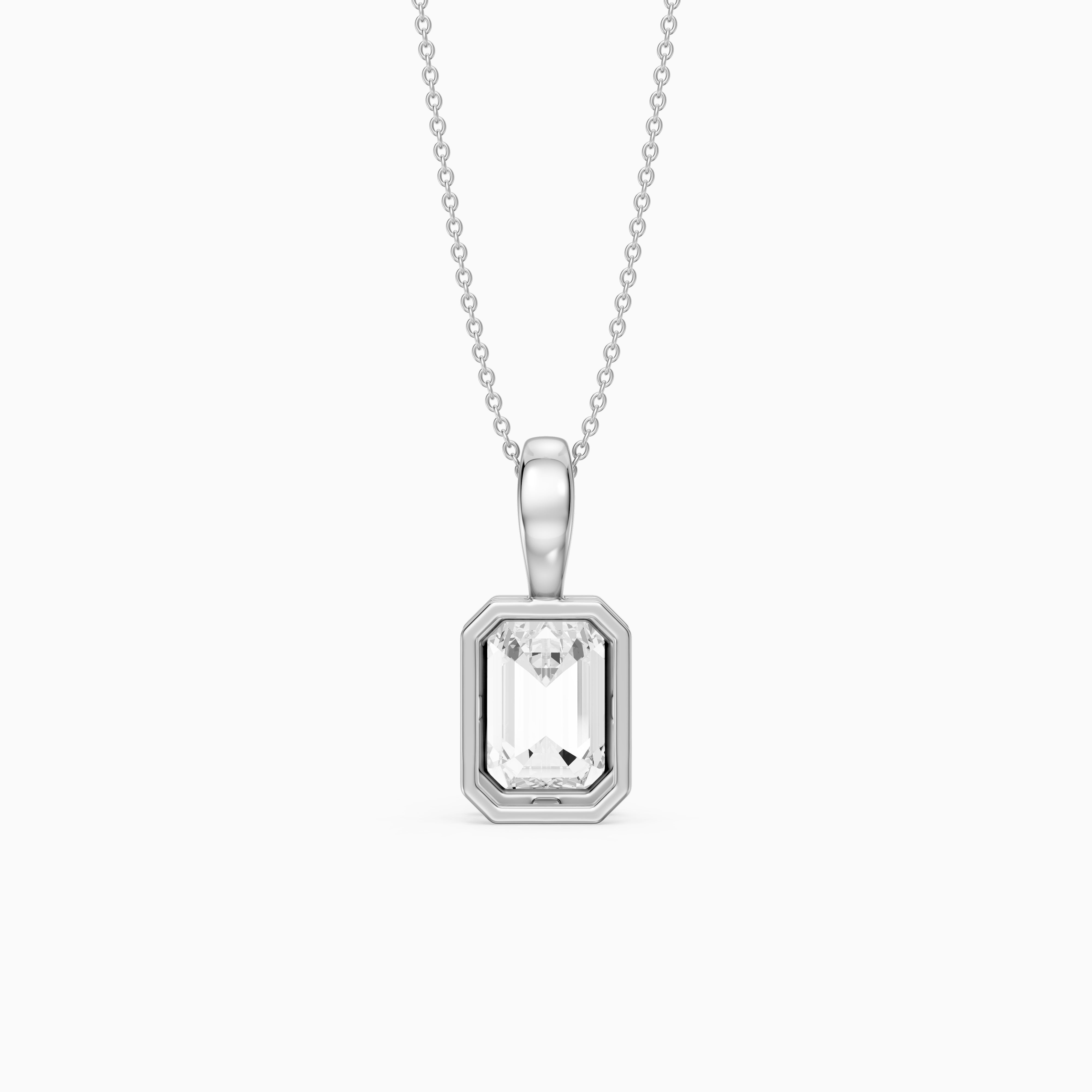 Lisa Emerald Bezel Set Lab Grown Diamond Solitaire Pendant