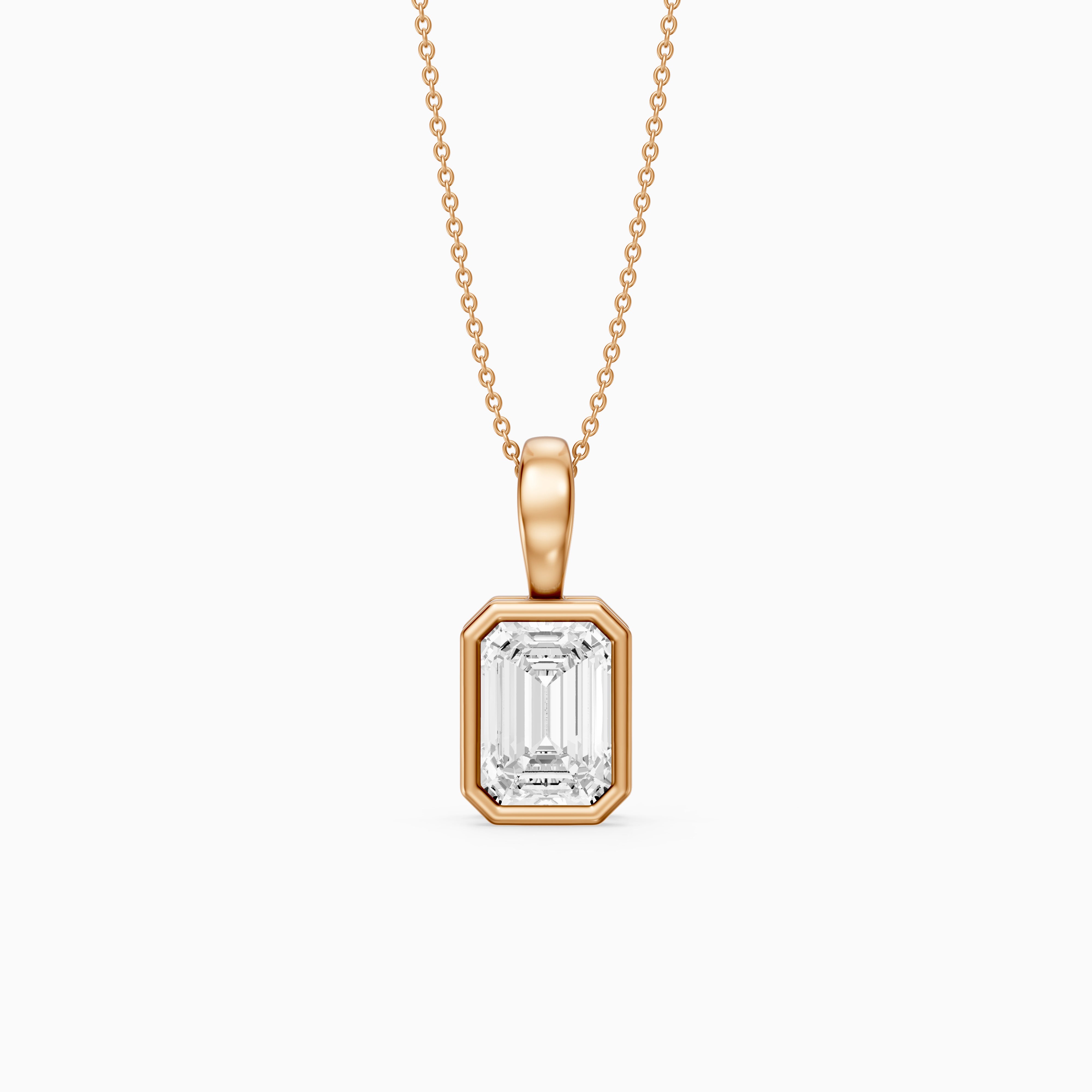 Lisa Emerald Bezel Set Lab Grown Diamond Solitaire Pendant