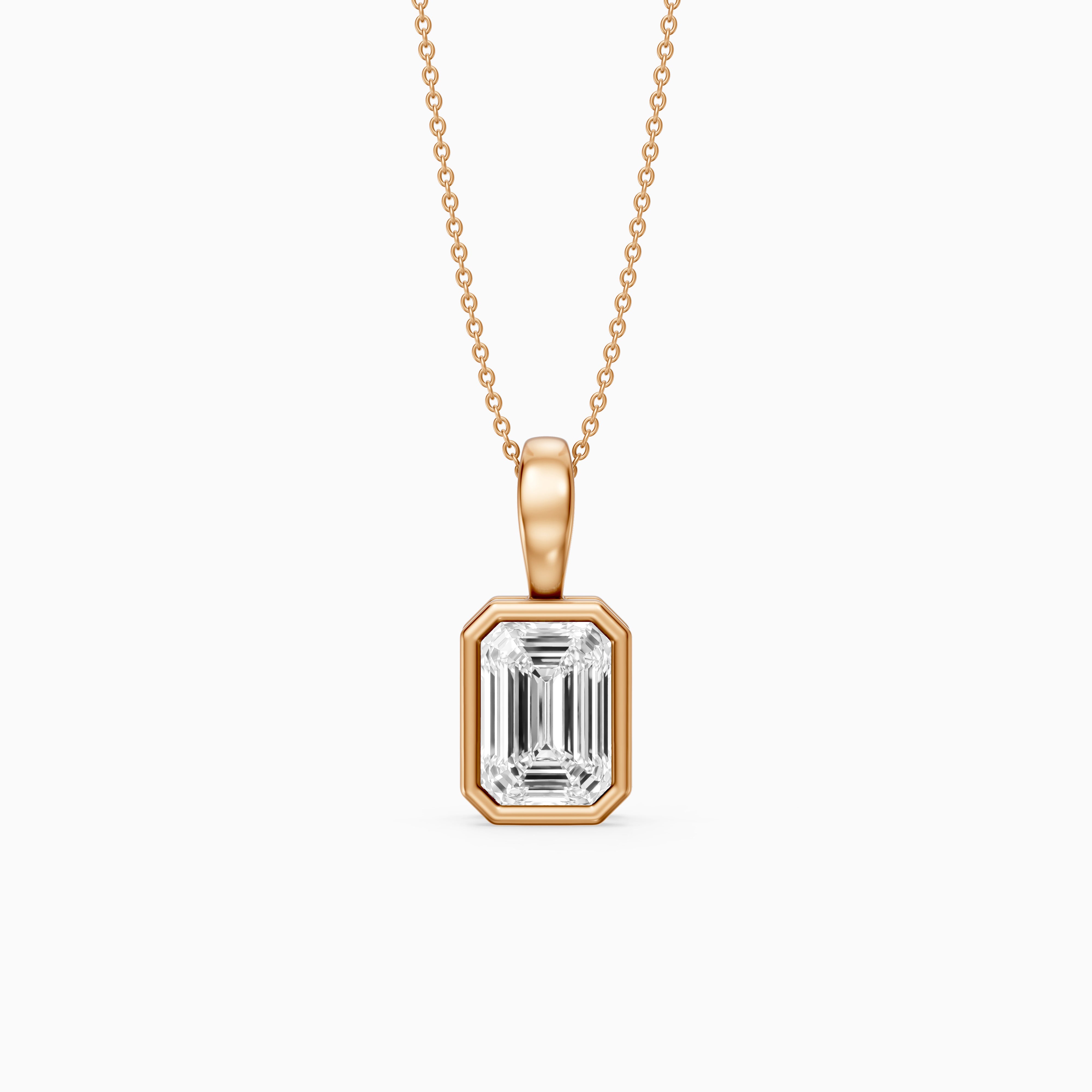Lisa Emerald Bezel Set Lab Grown Diamond Solitaire Pendant