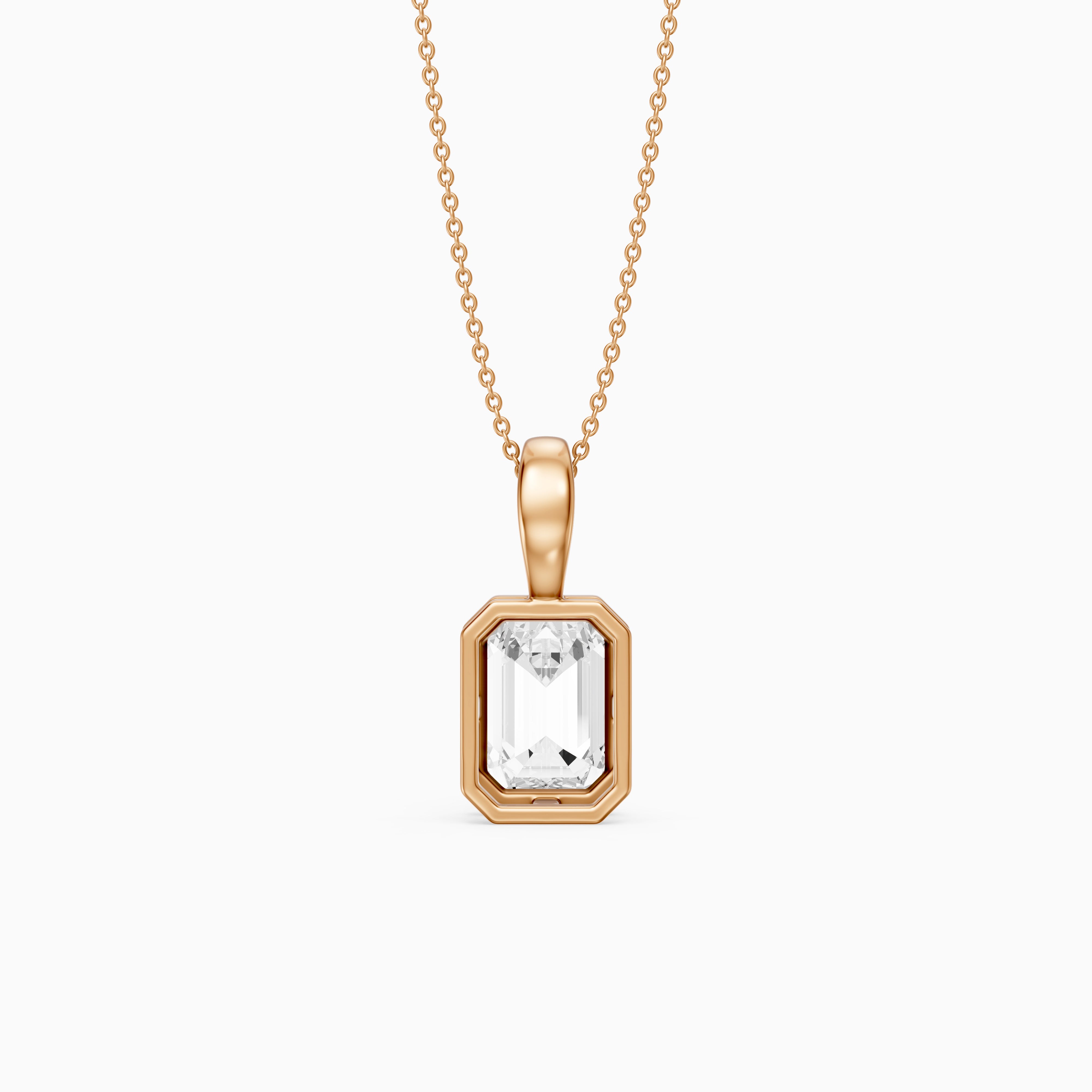 Lisa Emerald Bezel Set Lab Grown Diamond Solitaire Pendant