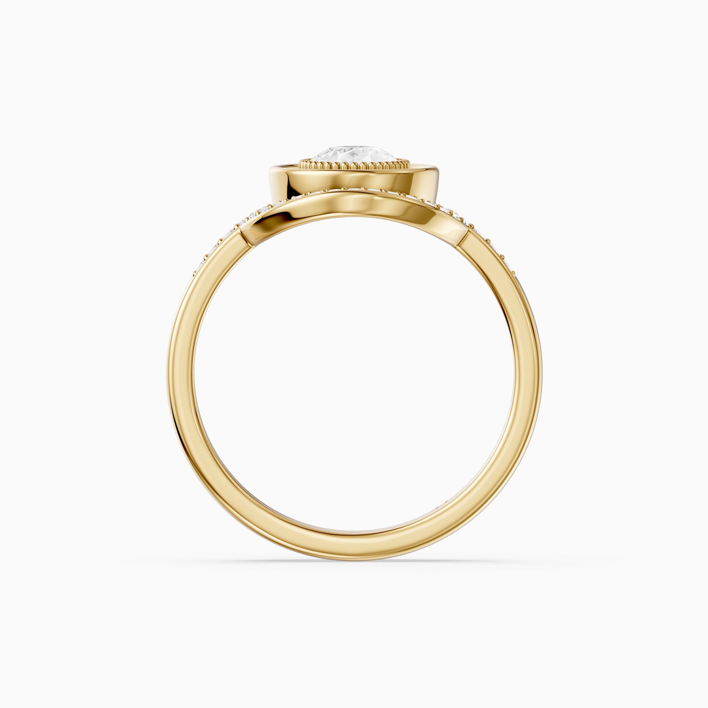 Cameron Pear Shaped Lab Grown Diamond Halo Bridal Set with Contour Band