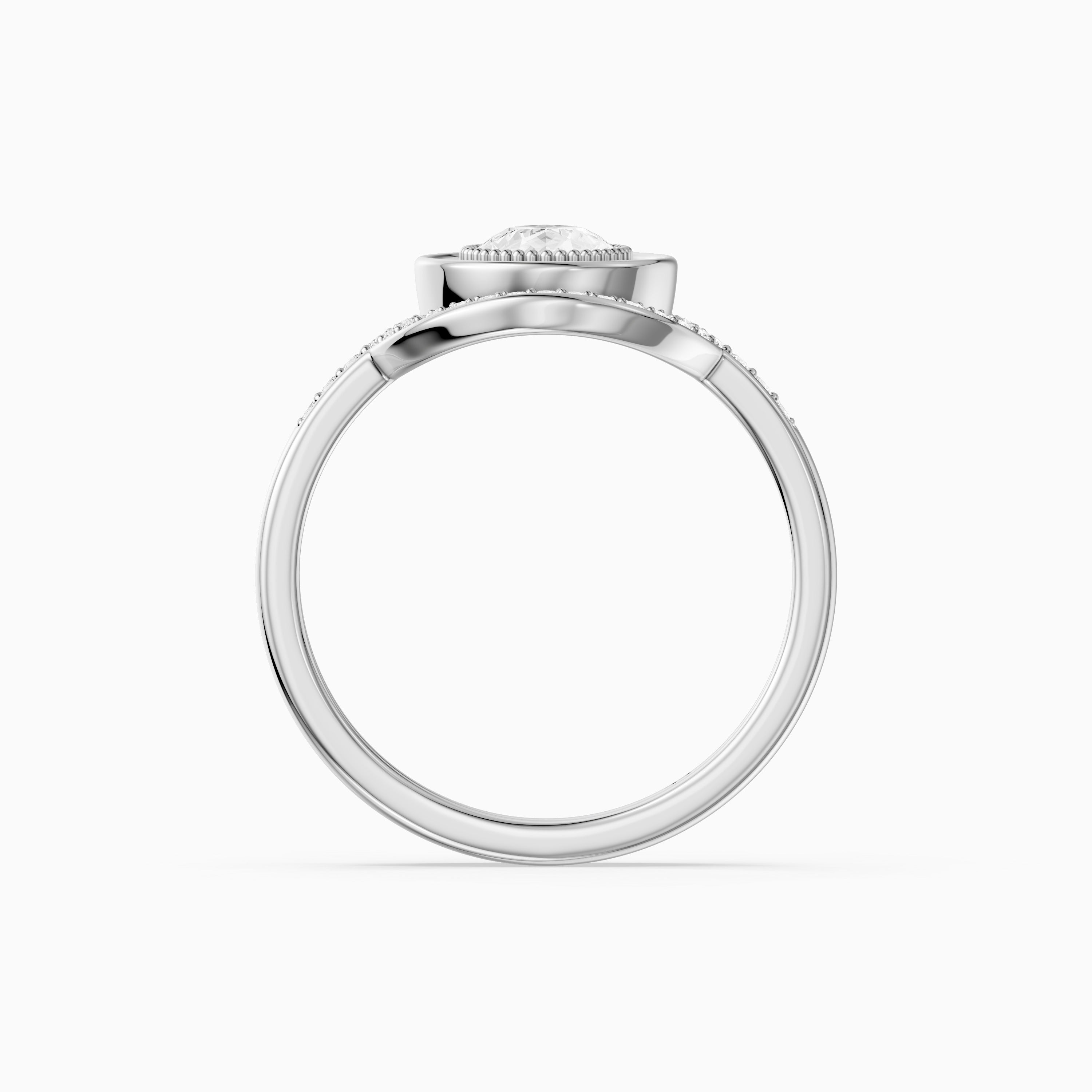 Cameron Pear Shaped Lab Grown Diamond Halo Bridal Set with Contour Band