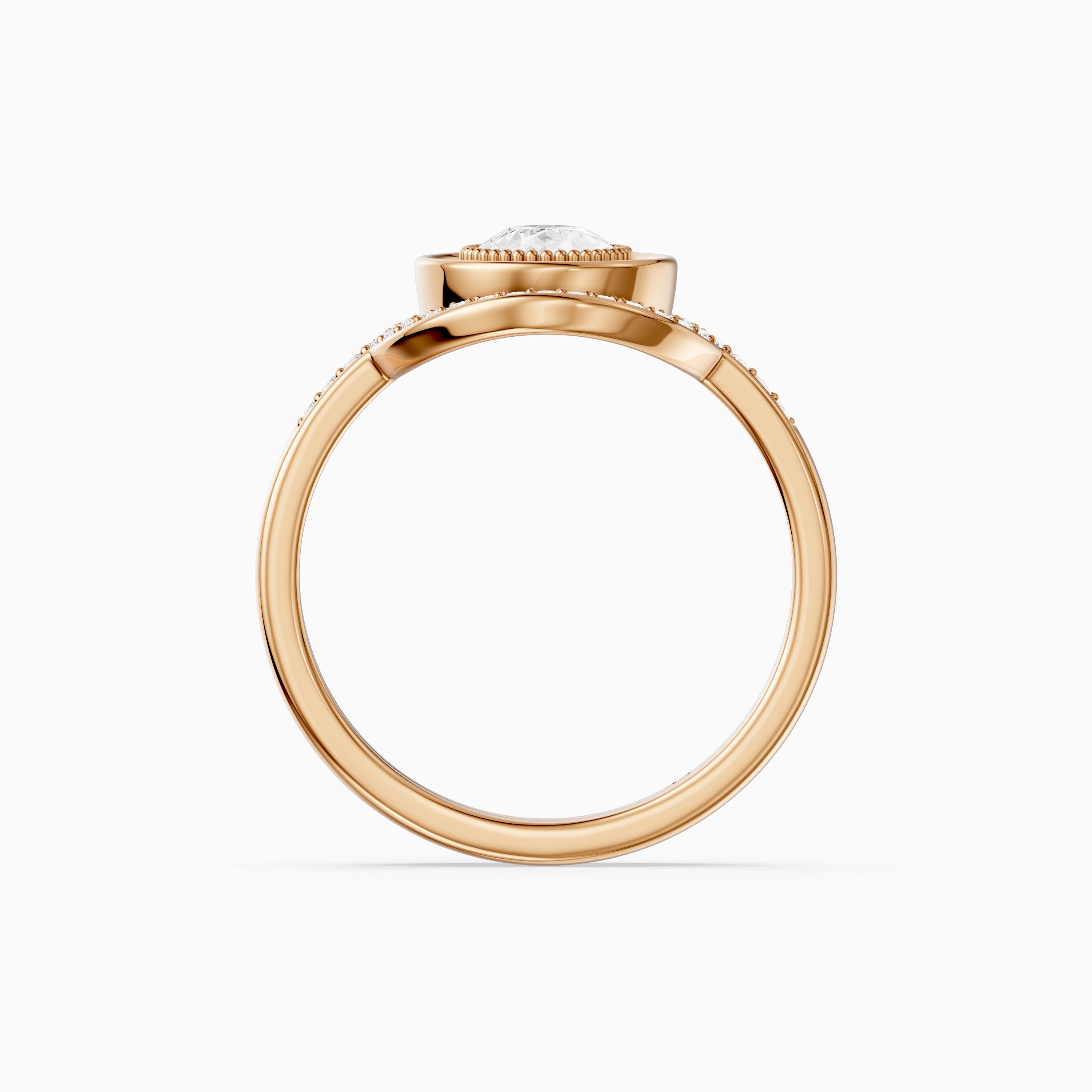 Cameron Pear Shaped Lab Grown Diamond Halo Bridal Set with Contour Band