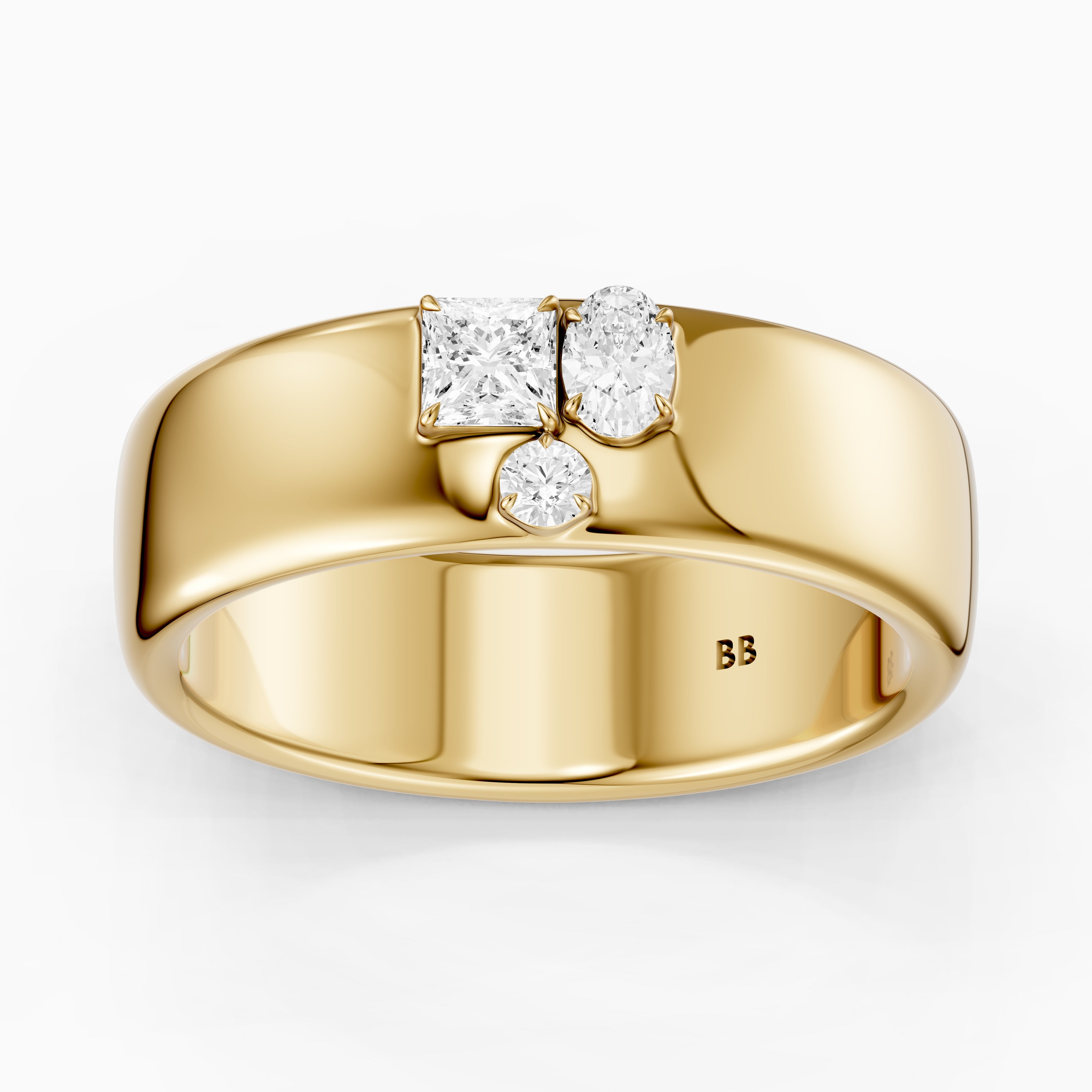 Fiamma Mixed Shape Lab Diamond Cluster Cigar Band