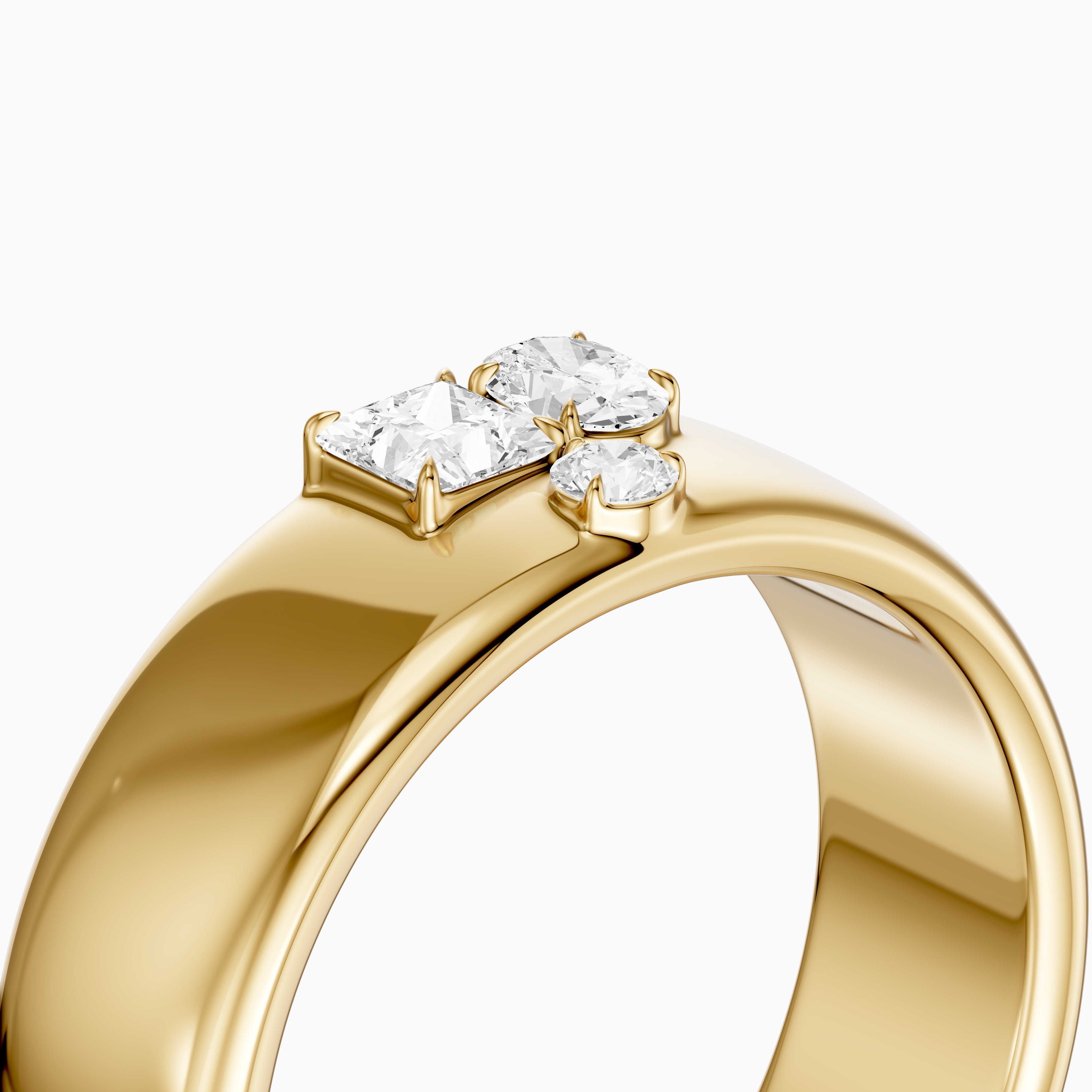 Fiamma Mixed Shape Lab Diamond Cluster Cigar Band