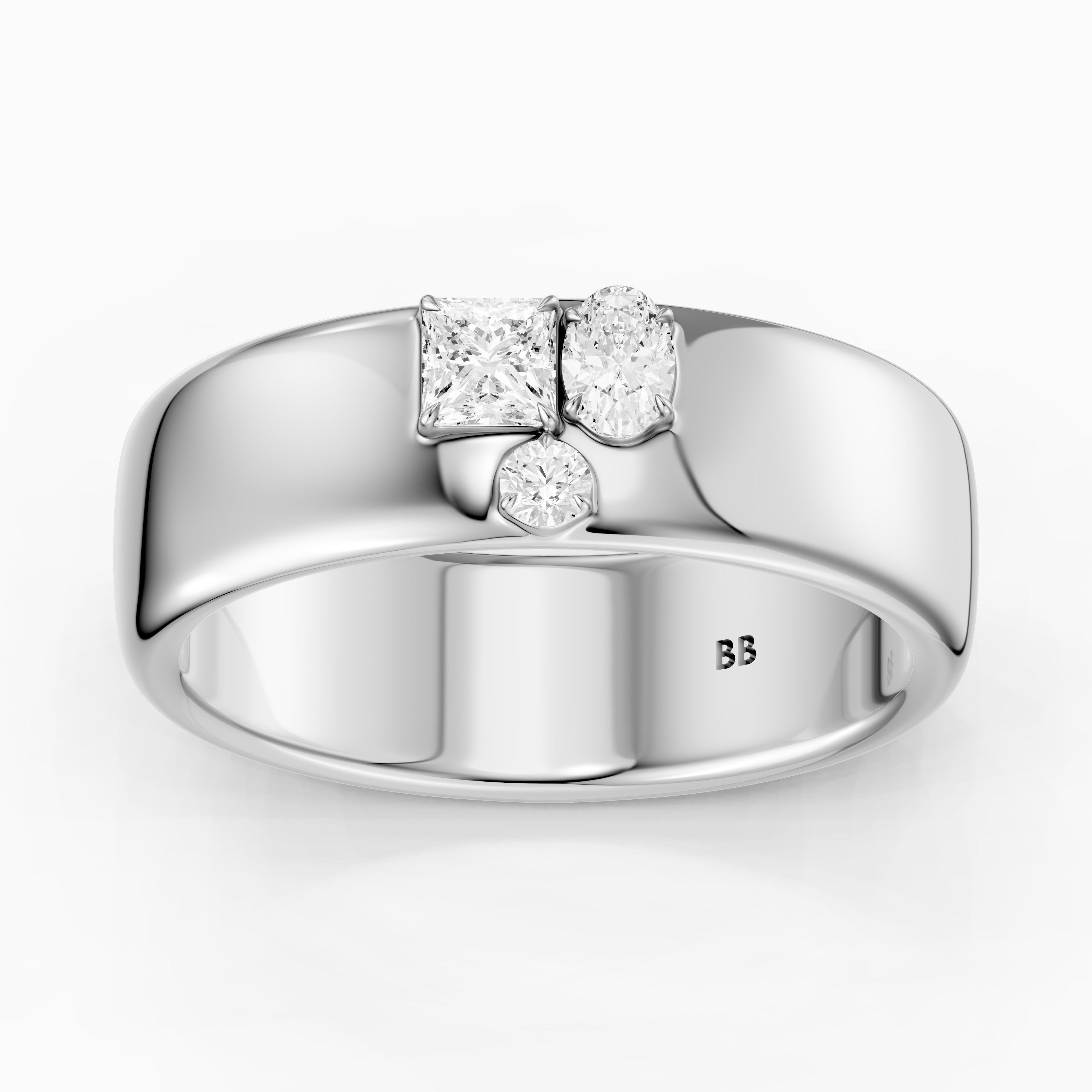 Fiamma Mixed Shape Lab Diamond Cluster Cigar Band