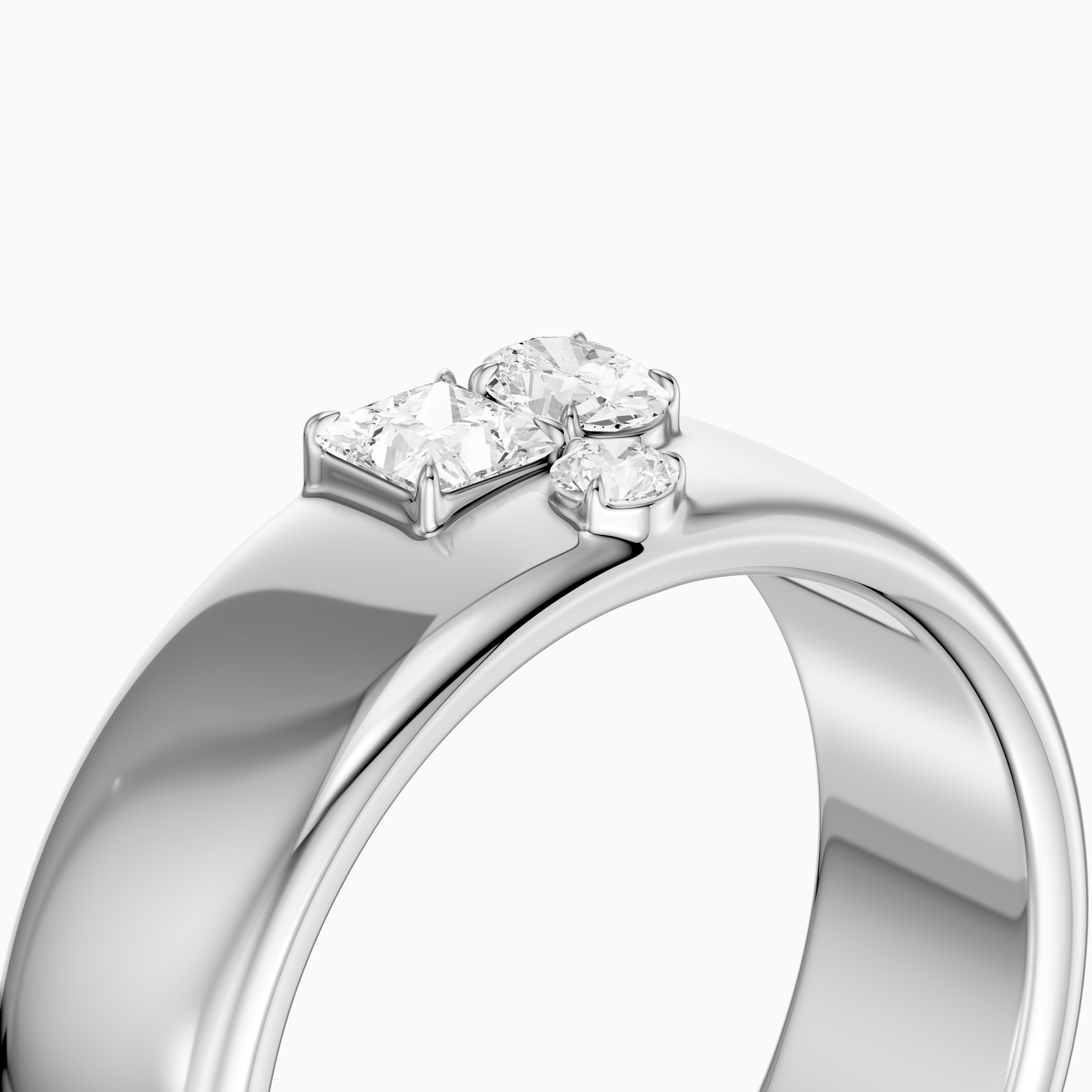 Fiamma Mixed Shape Lab Diamond Cluster Cigar Band