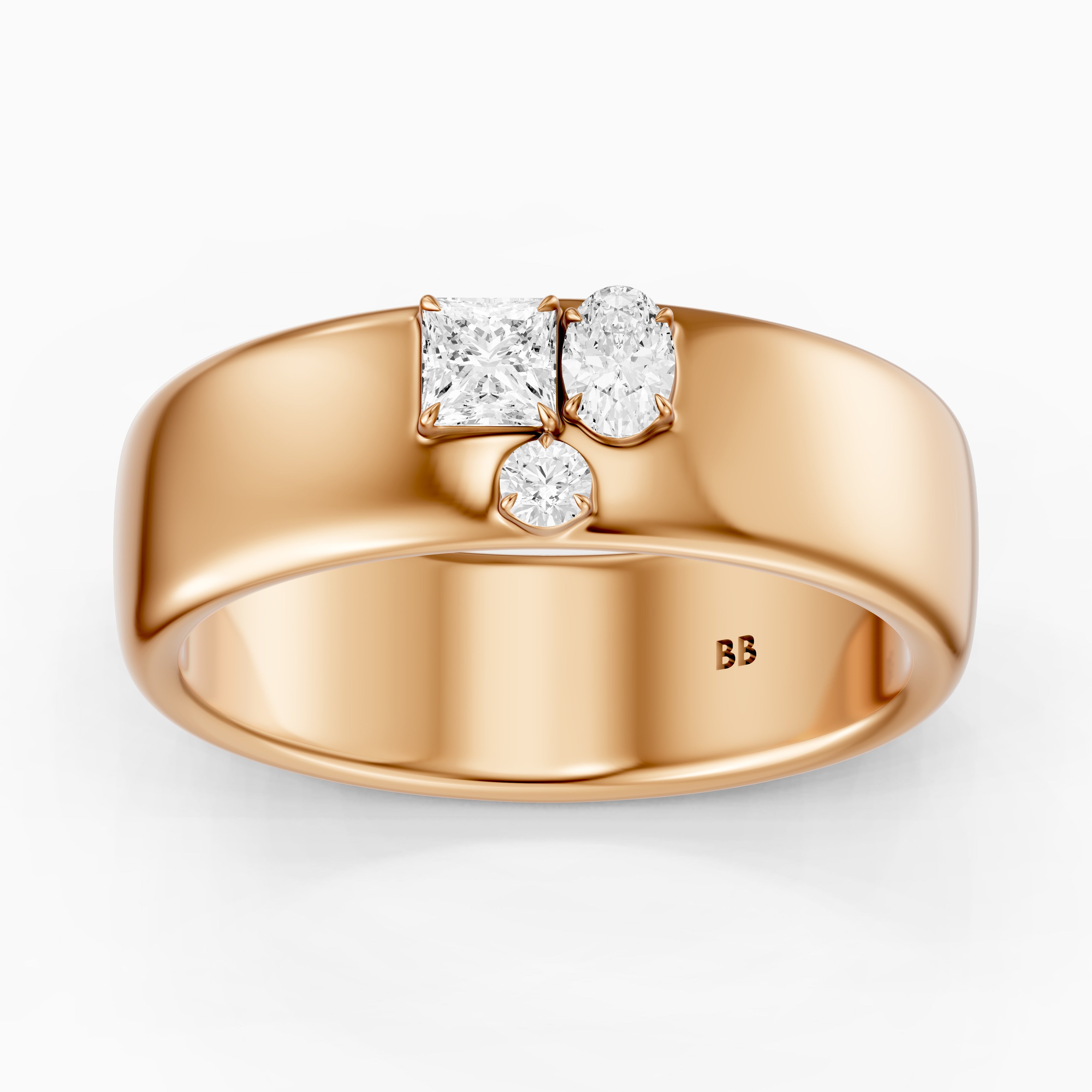 Fiamma Mixed Shape Lab Diamond Cluster Cigar Band